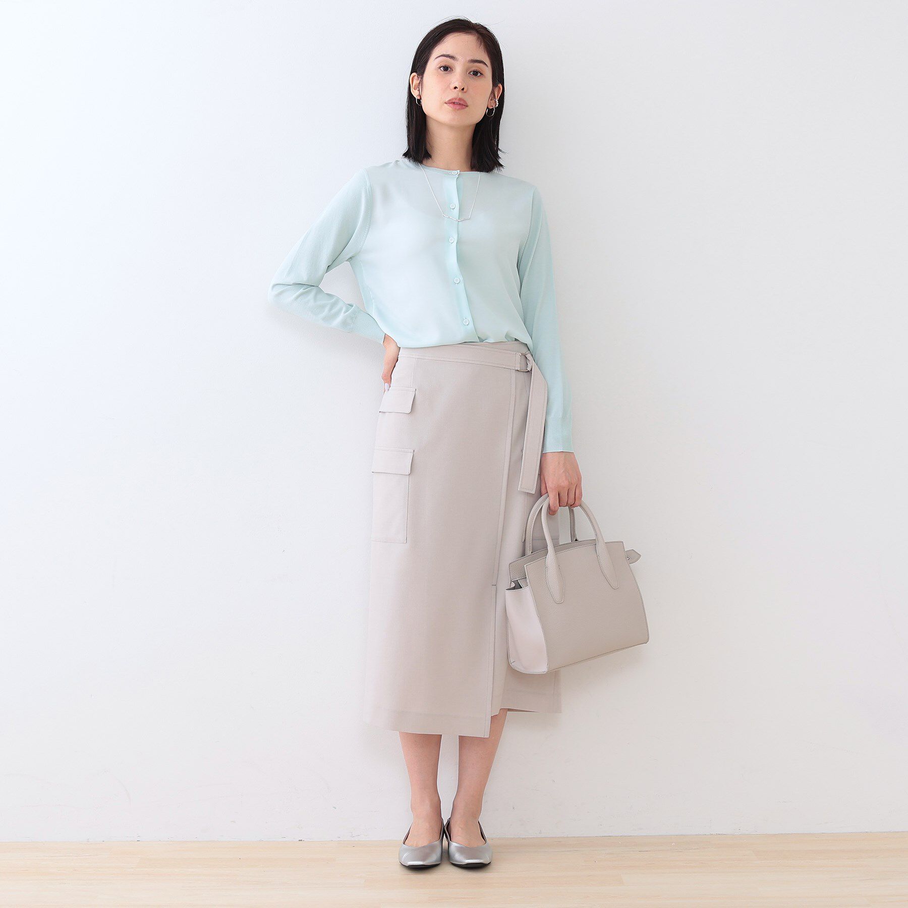 INDIVI「【洗える】ブラウスコンビ ニットカーディガン」|カーディガン|