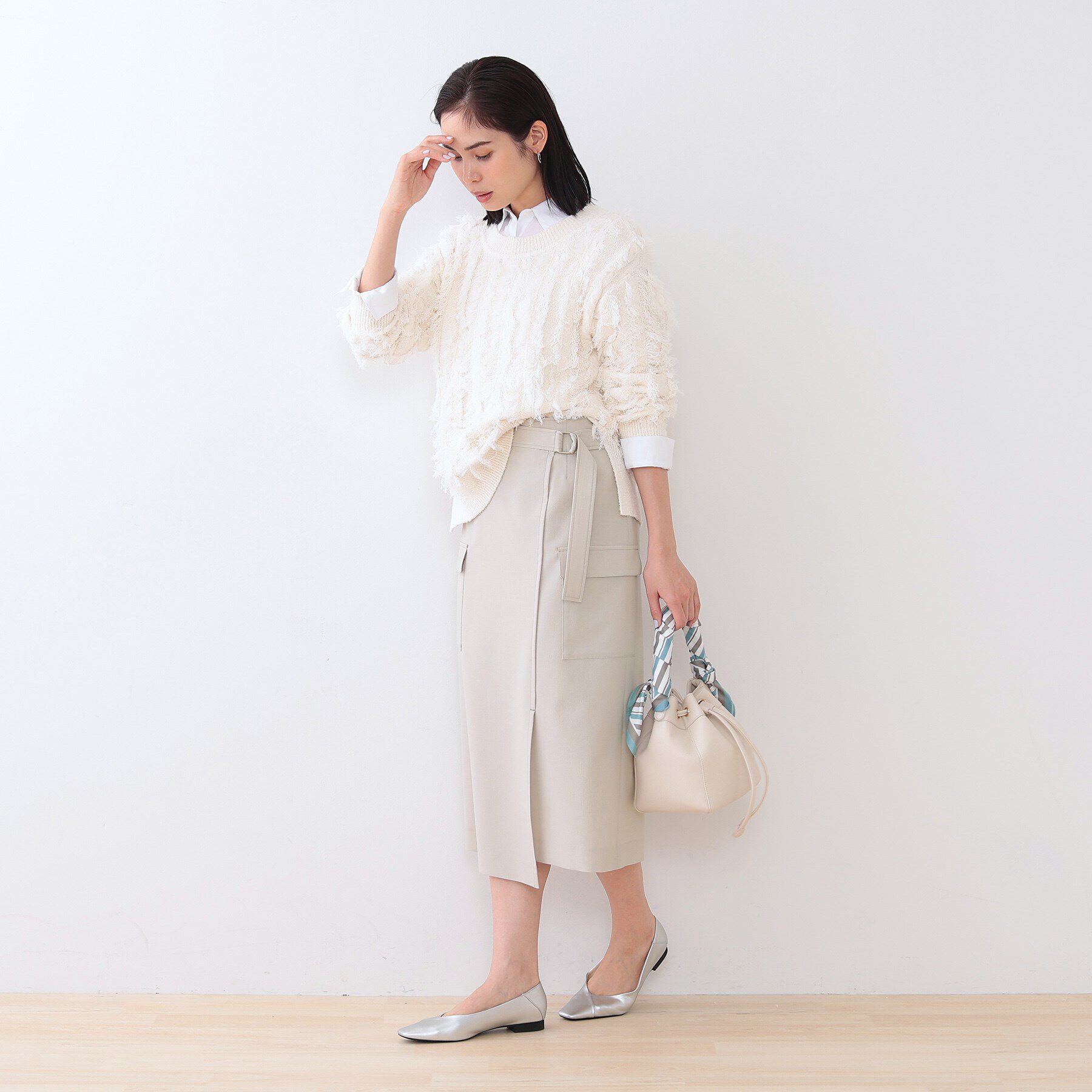 INDIVI「【洗える／アシメ／SETUP可能】カーゴデザインスカート」|スカート|