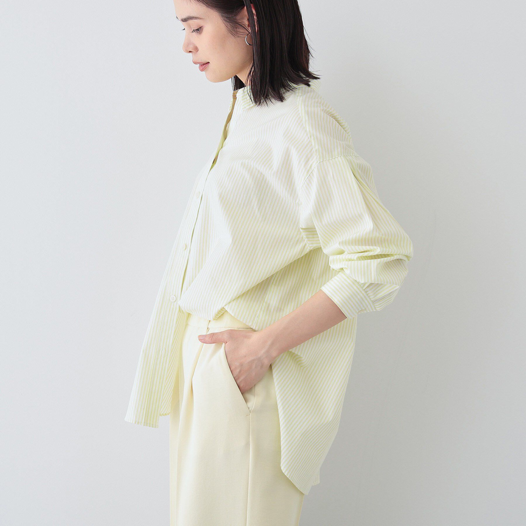 INDIVI「【UVケア／カラーストライプ柄】袖コンシャスシャツ」|シャツ・ブラウス|