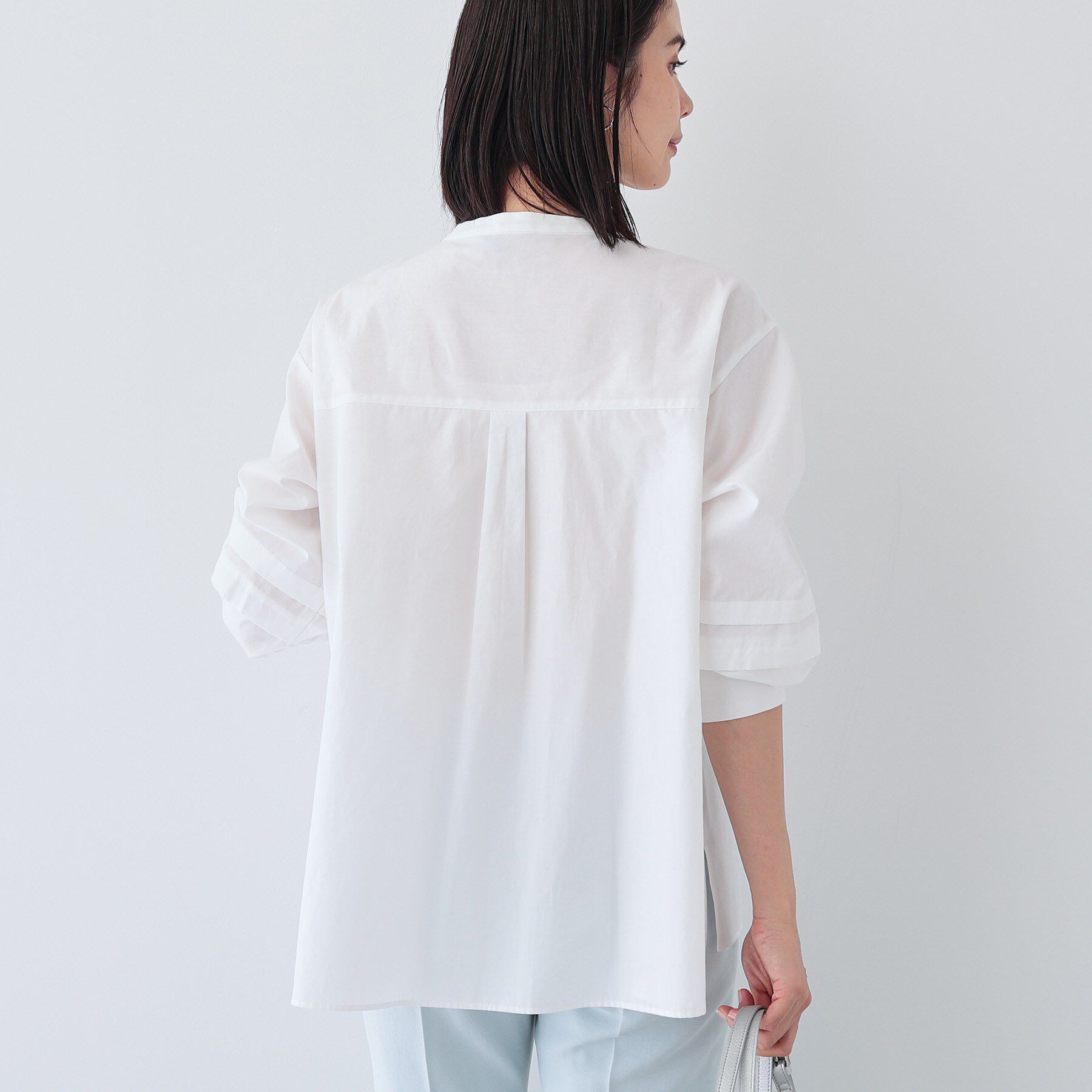 INDIVI「【UVケア／カラーストライプ柄】タックデザインブラウス」|シャツ・ブラウス|