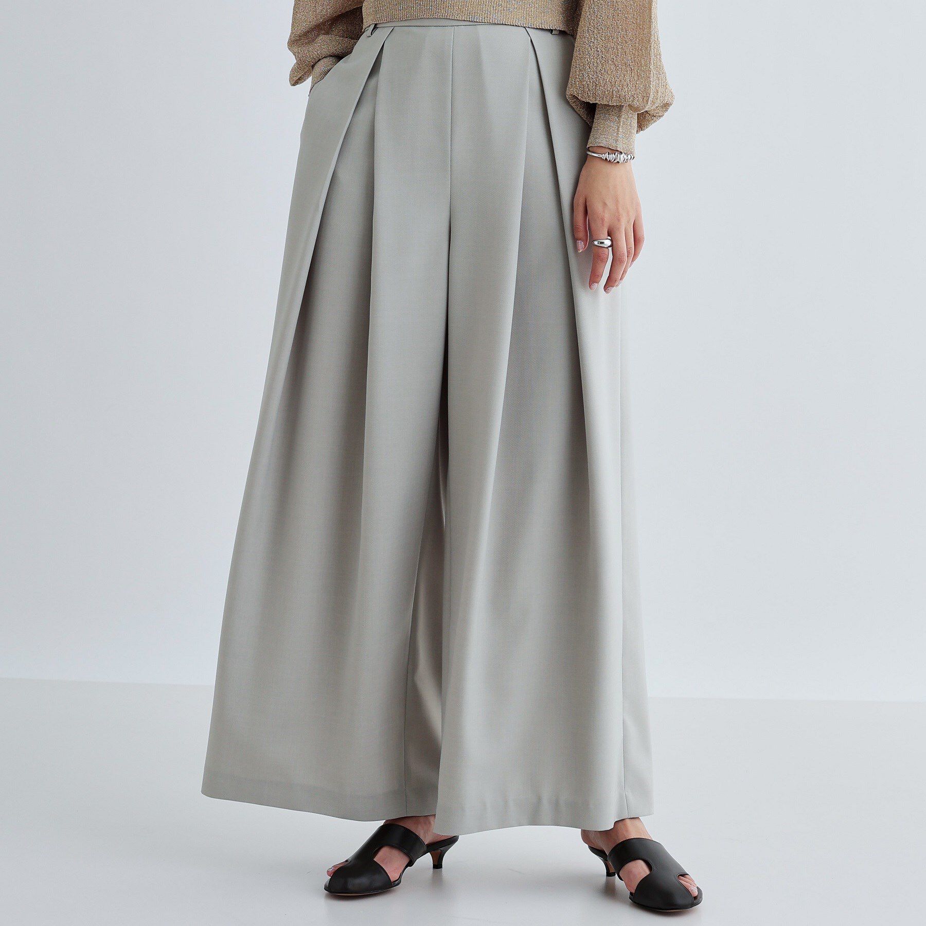 GALLEST「タックワイドパンツ」|その他|ベージュ(052)