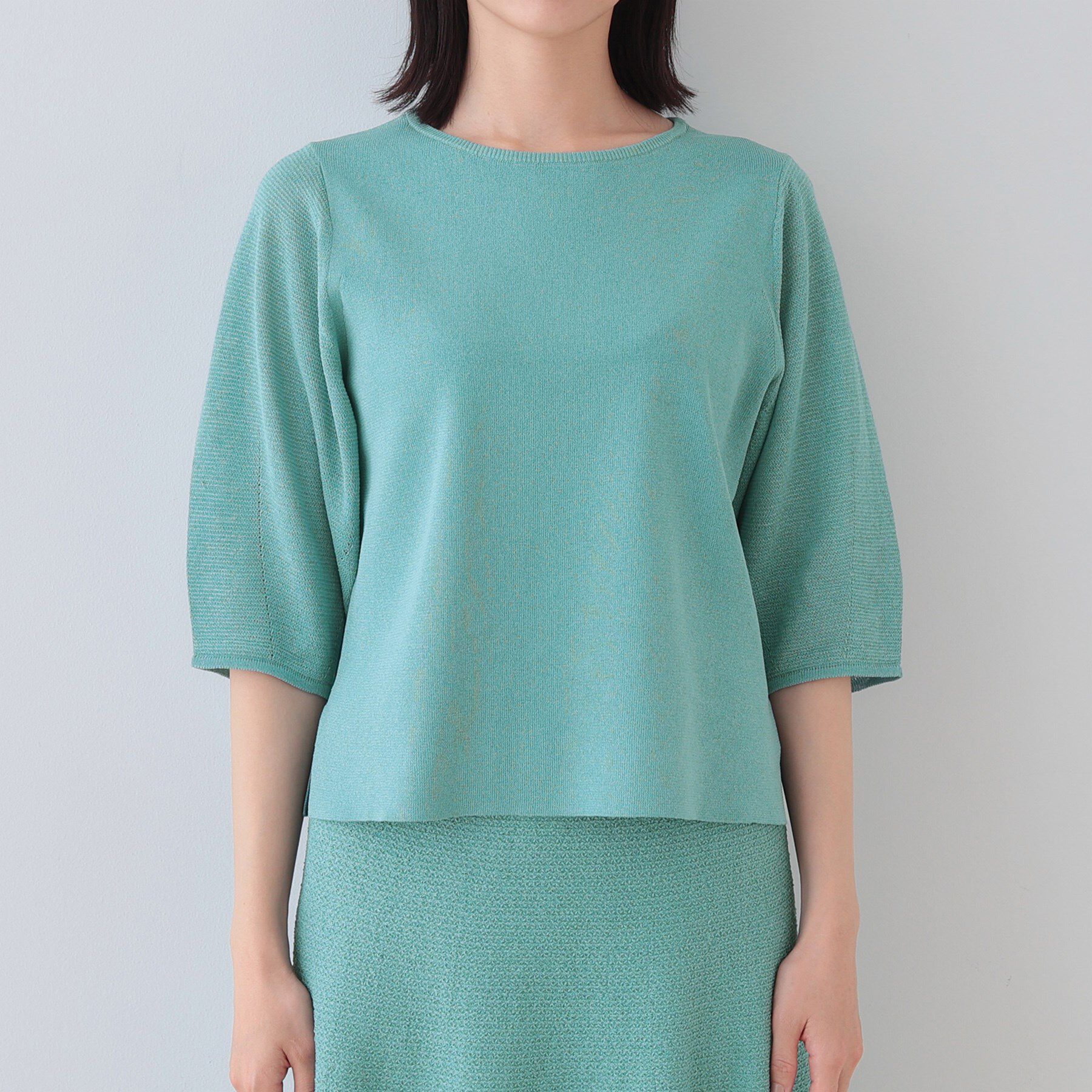 INDIVI「【洗える／和紙混素材／SETUP可能】バルーンスリーブニット」|ニット・セーター|