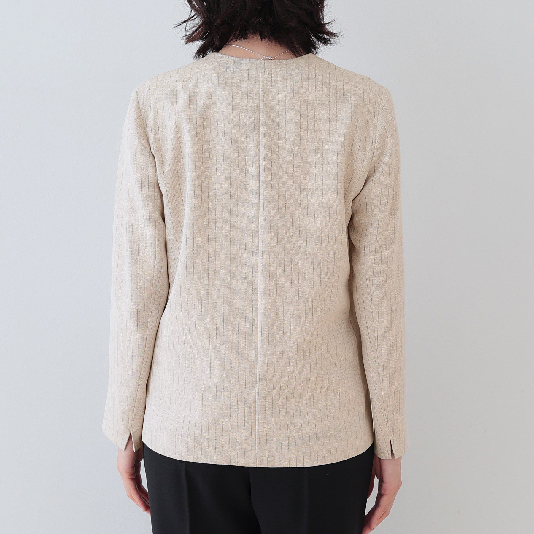 INDIVI「【こなれSETUP】リネンライクノーカラージャケット」|ノーカラージャケット|