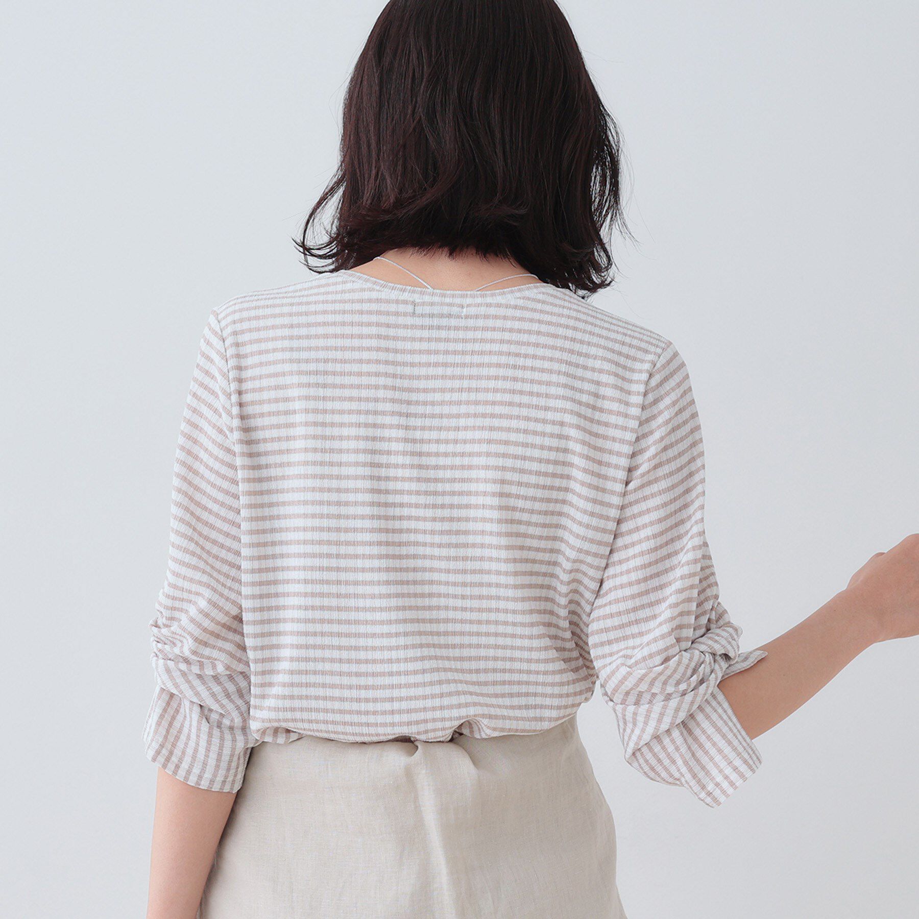 INDIVI「【洗える／吸水速乾／UVケア】ねじりデザイン袖カットソー」|Tシャツ・カットソー|