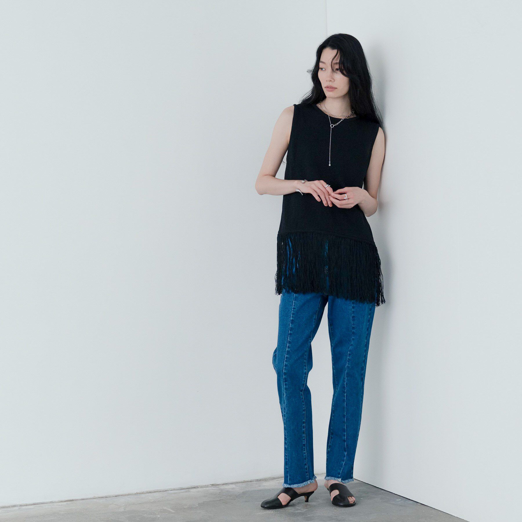 GALLEST「スリーブレスフリンジニット」|ニット・セーター|
