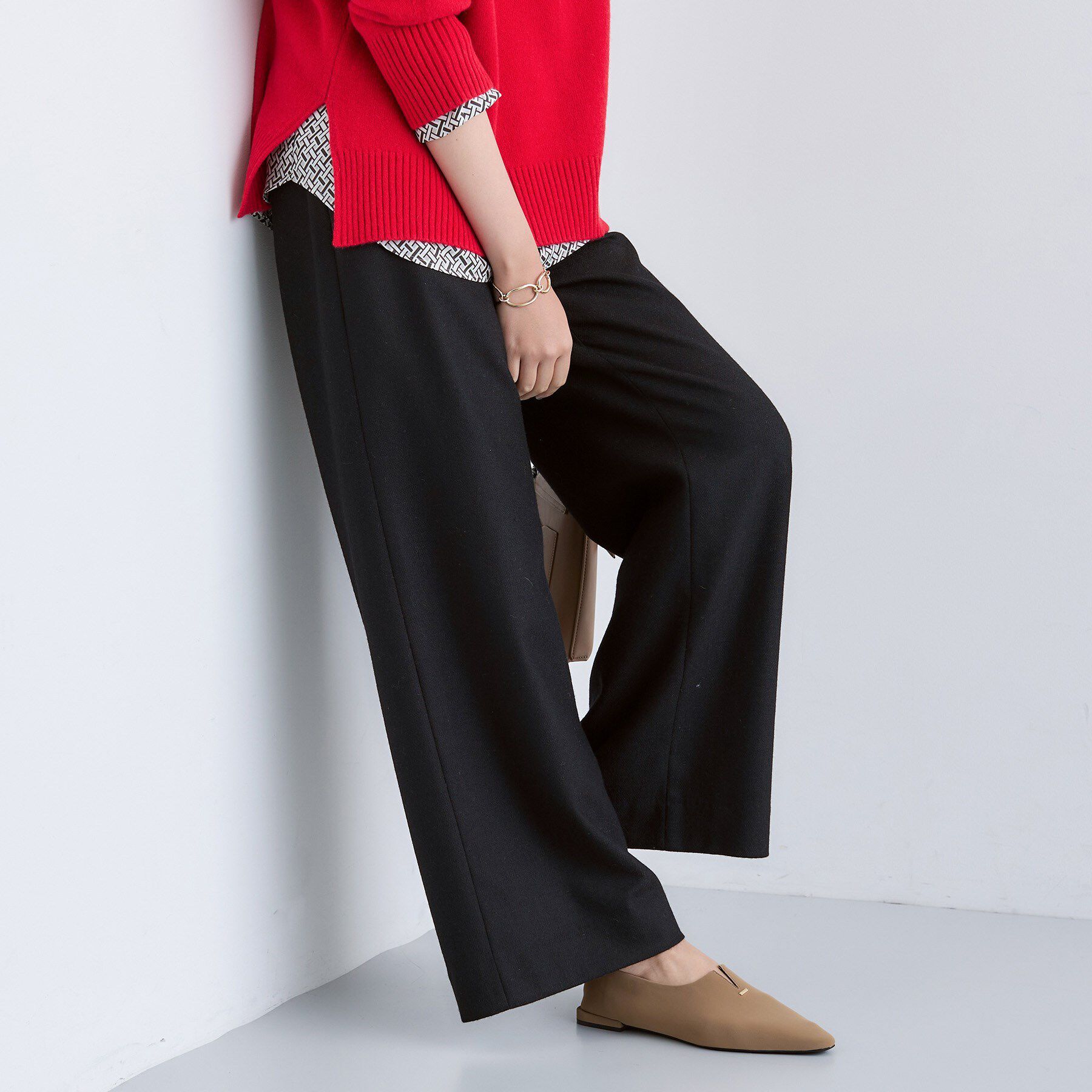 INDIVI「【褒められパンツ／ウール混】ウォームウール ワイドパンツ」|その他|