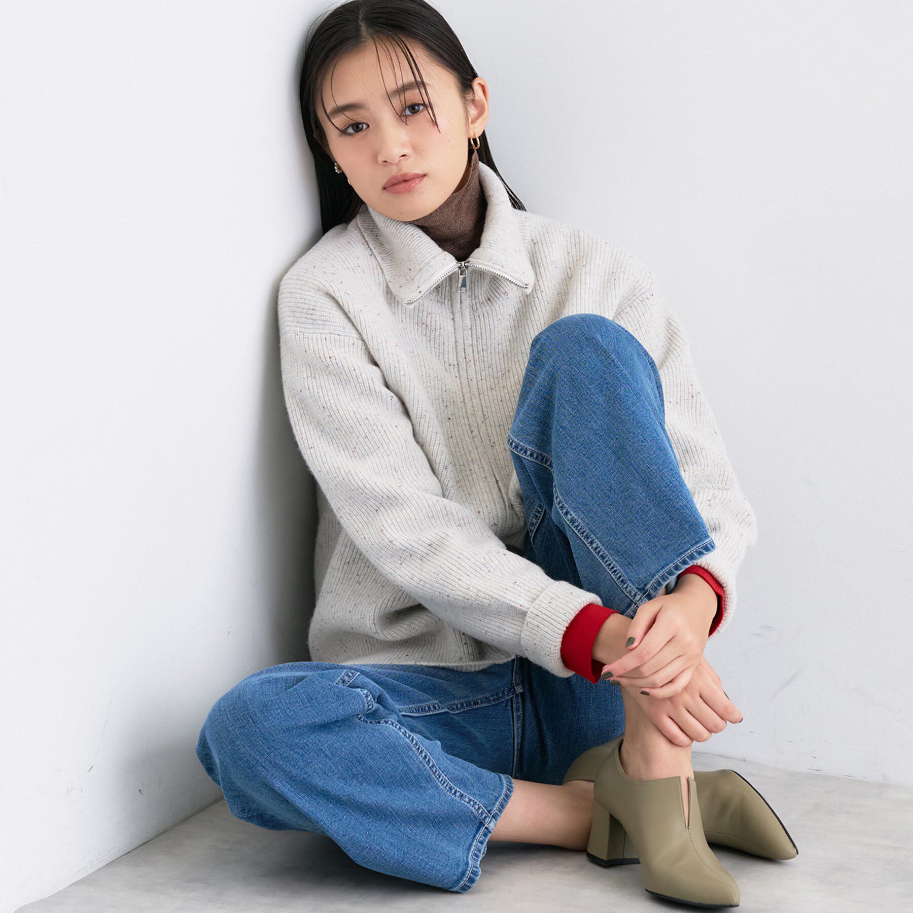 INDIVI「【洗える】カラーネップ ダブルジップカーディガン」|カーディガン|