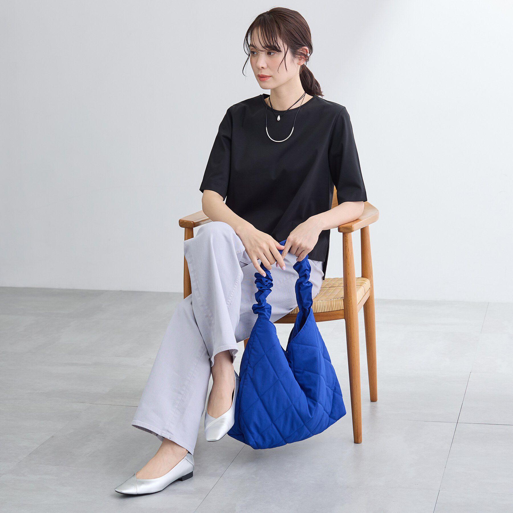 INDIVI「【抗菌防臭／消臭】上品光沢コットンTシャツ」|Tシャツ・カットソー|