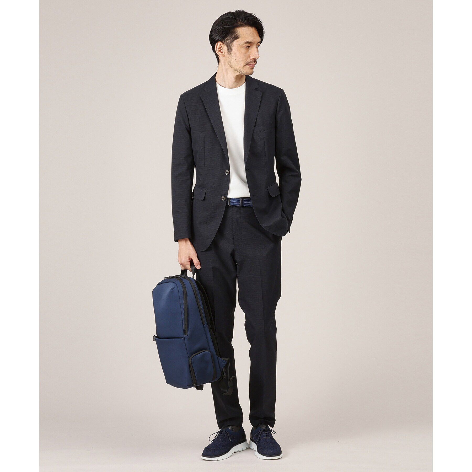 TAKEO KIKUCHI「【Made in JAPAN】レザーコンビ マットバックル ゴムメッシュベルト」|ベルト|