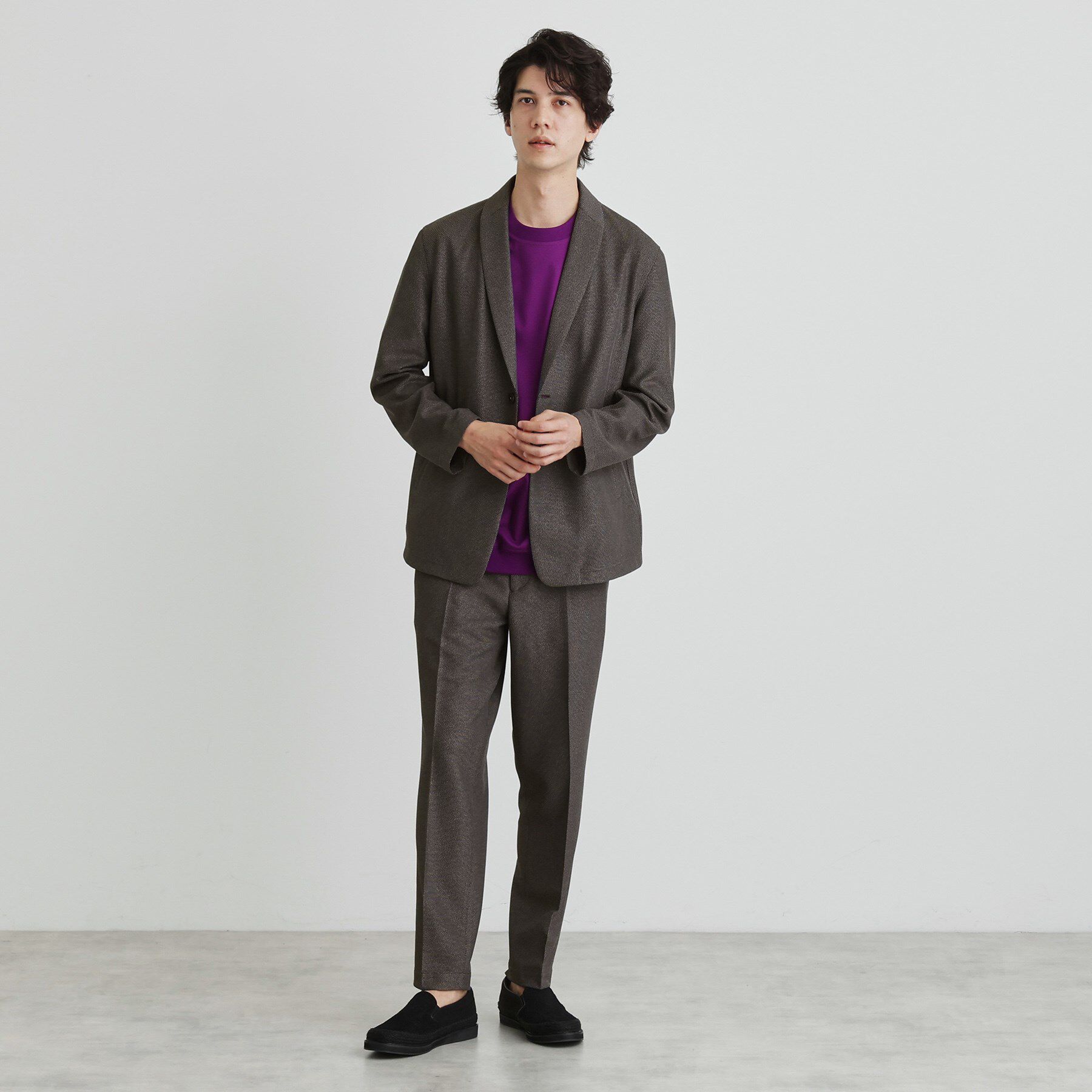 TAKEO KIKUCHI「【尾州織】後染め ドビーメッシュ ショール羽織り」|カーディガン|