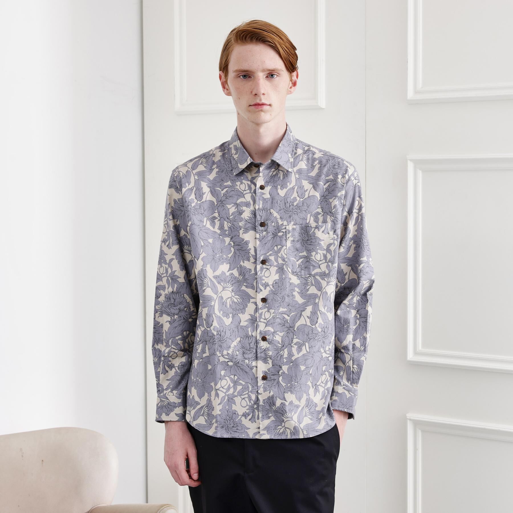 TAKEO KIKUCHI「【LIMITED】フラワープリント長袖シャツ」|シャツ・ブラウス|アイボリー(104)