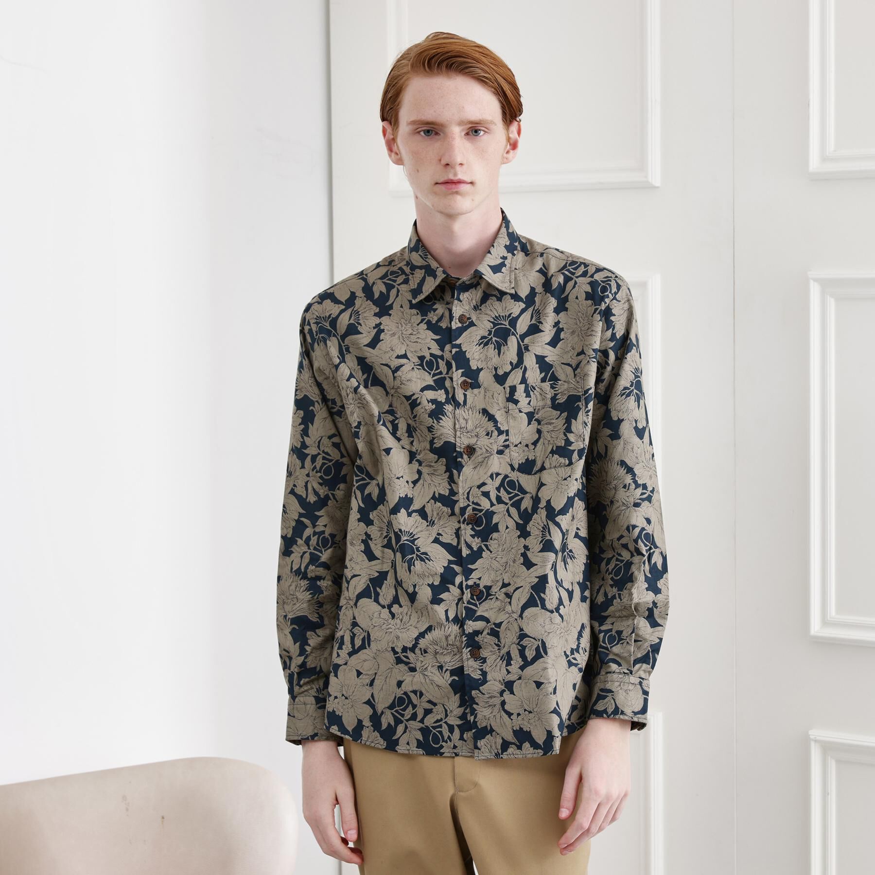 TAKEO KIKUCHI「【LIMITED】フラワープリント長袖シャツ」|シャツ・ブラウス|グリーン(124)