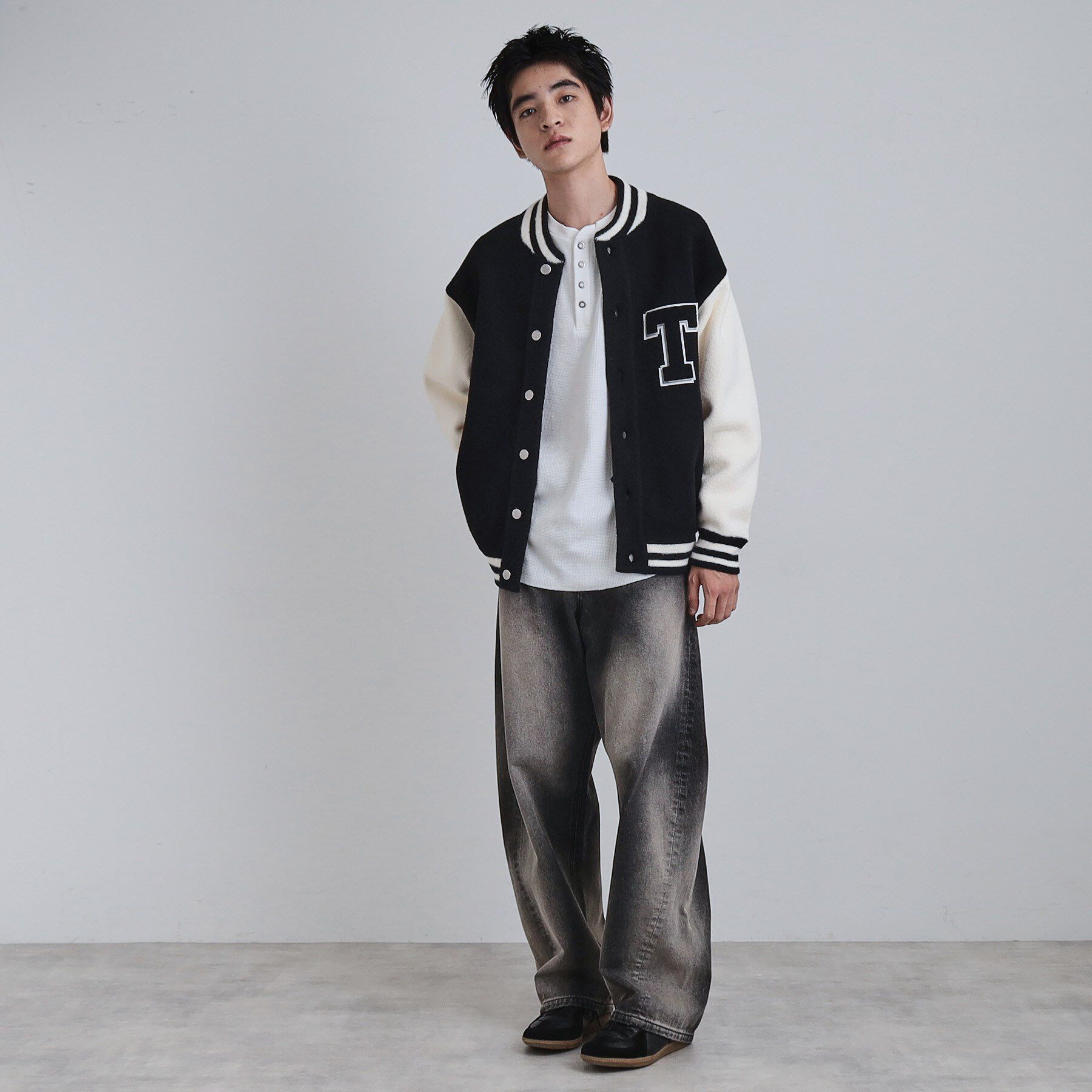 tk.TAKEO KIKUCHI「ダブルジャカードニットスタジャン」|ブルゾン・スタジャン|