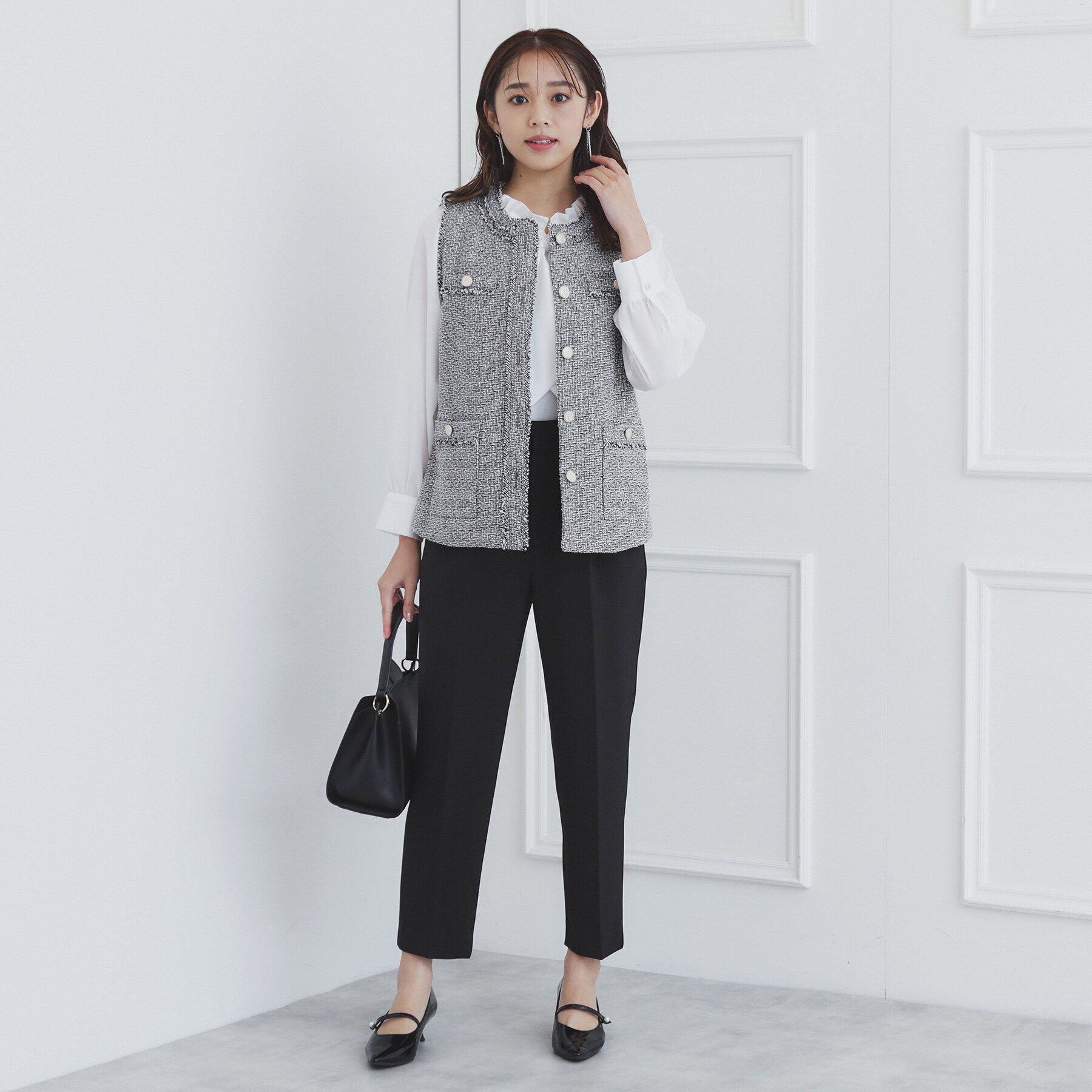 index「《美人百花掲載》ポケット付きツイードジレ/通勤・セレモニー対応【洗える】」|ベスト・ジレ|