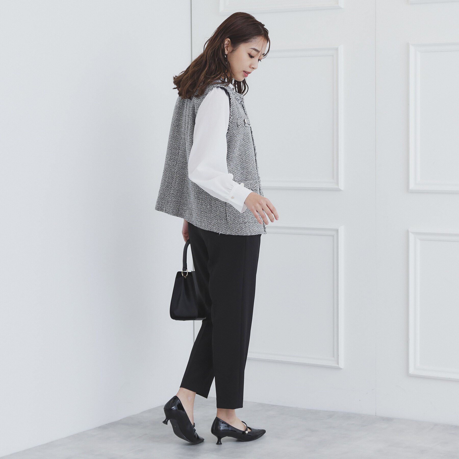 index「《美人百花掲載》ポケット付きツイードジレ/通勤・セレモニー対応【洗える】」|ベスト・ジレ|