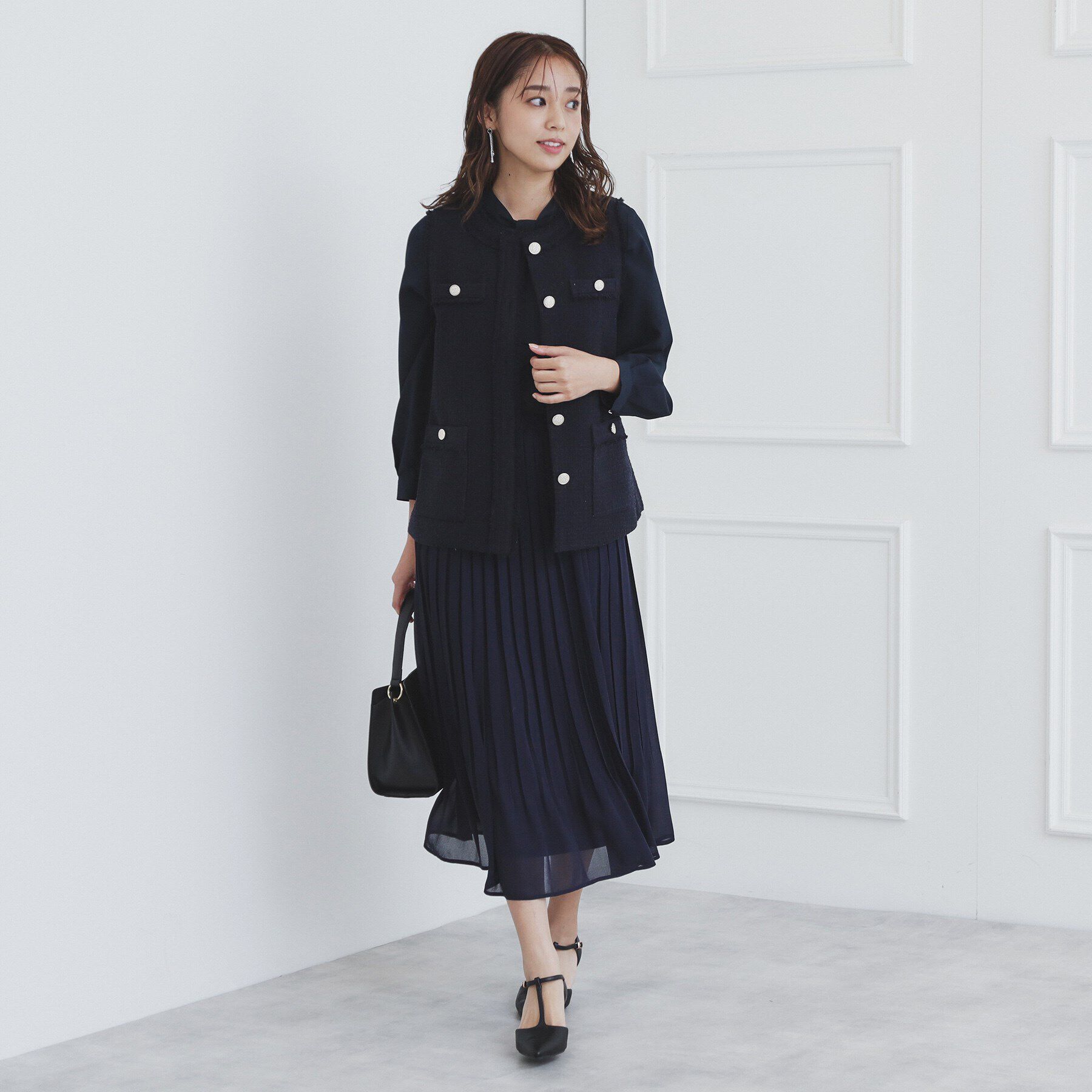 index「《美人百花掲載》ポケット付きツイードジレ/通勤・セレモニー対応【洗える】」|ベスト・ジレ|