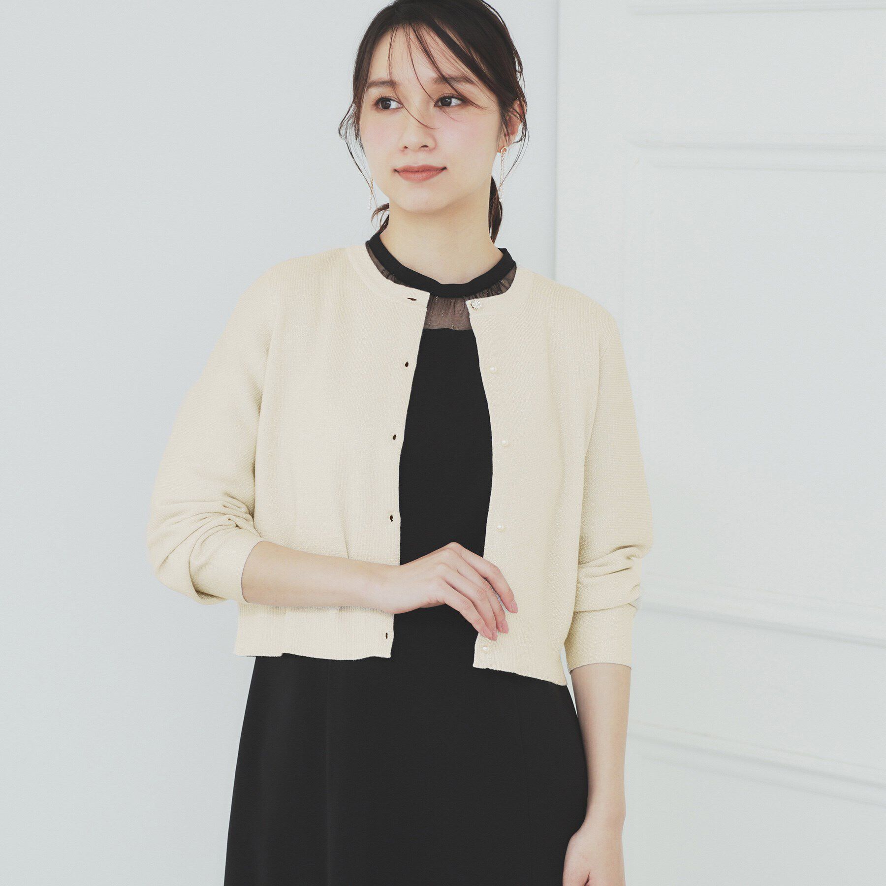 index「ラメビジューカーディガン【洗濯機洗い可】」|カーディガン|ゴールド(007)