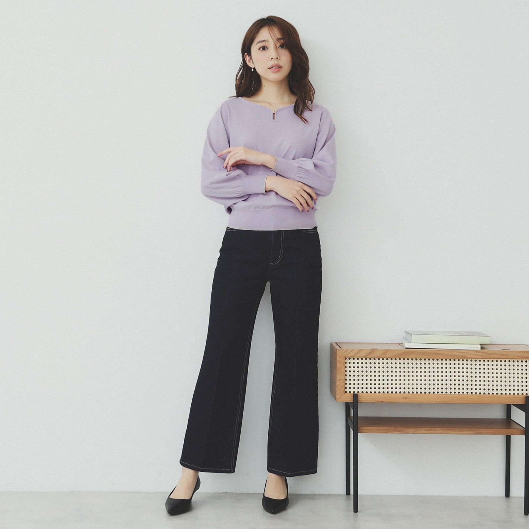 index「パーツ付きハートネックニットトップス【洗濯機洗い可】」|ニット・セーター|