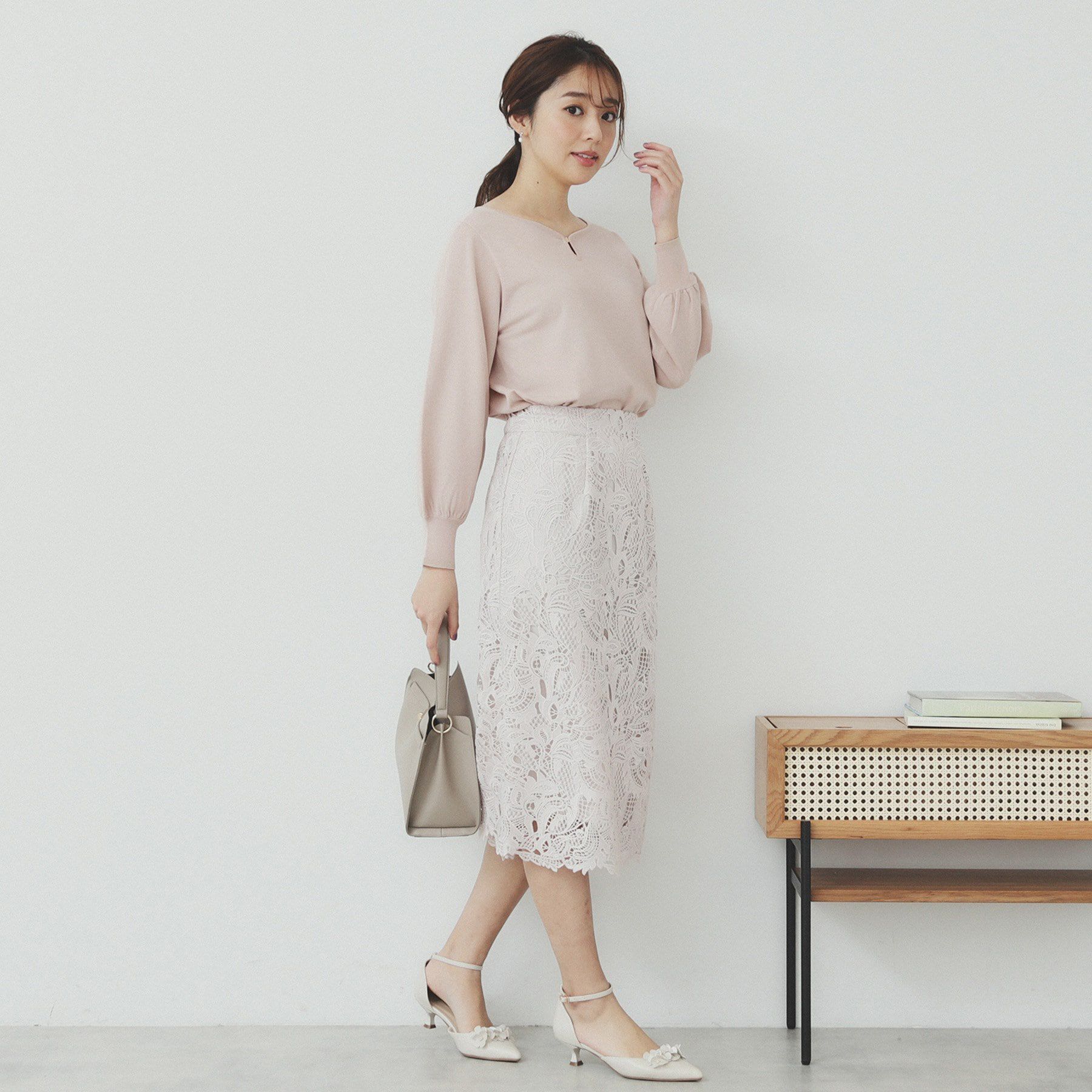 index「パーツ付きハートネックニットトップス【洗濯機洗い可】」|ニット・セーター|