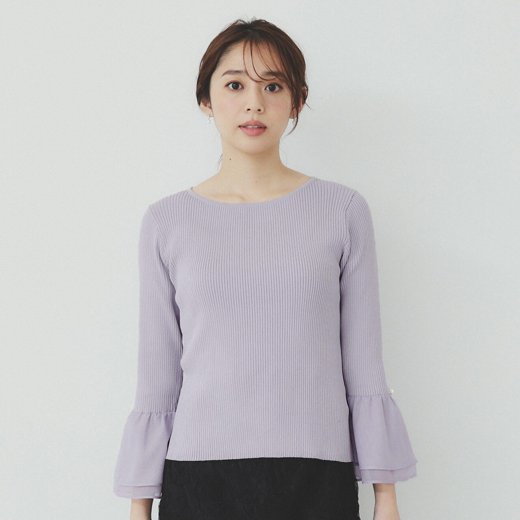 index「フレアスリーブリブニット【洗濯機洗い可】」|ニット・セーター|