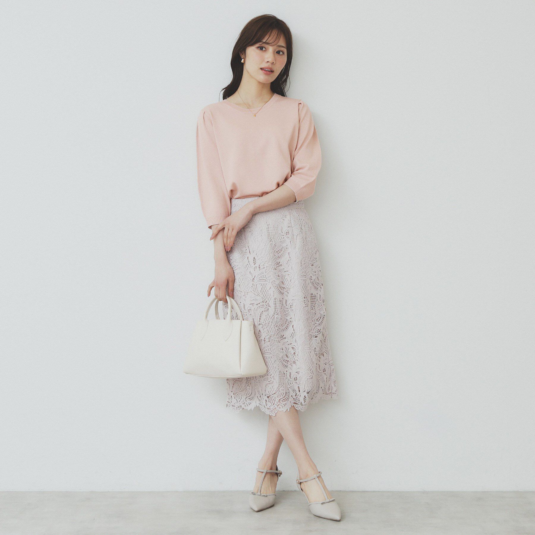 index「《7色展開/XS-LLサイズ》クルーネックデザインスリーブニット【洗濯機洗い可】」|ニット・セーター|