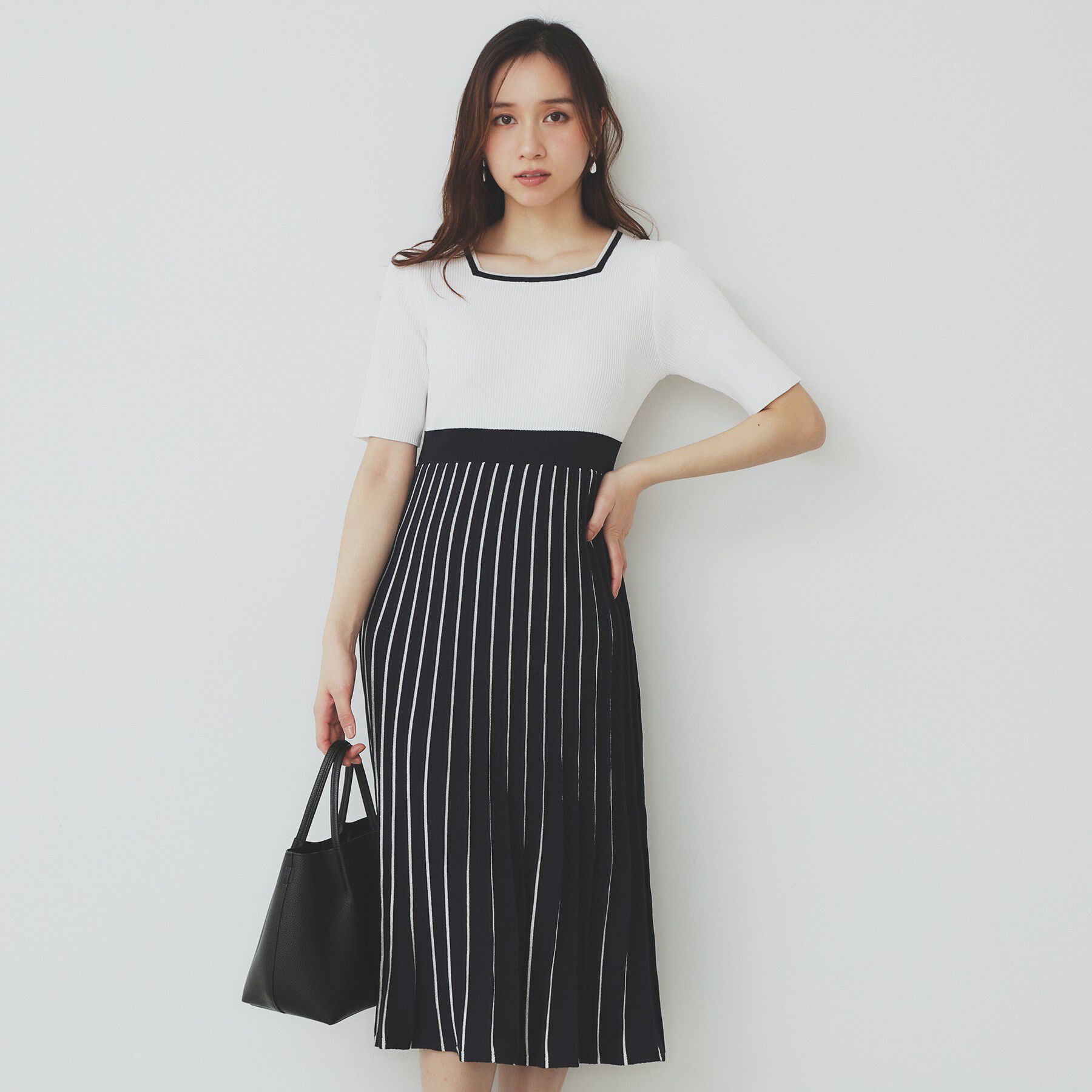 index「《ツインセット》カーディガン&times;バイカラーニットワンピース【洗濯機洗い可/抗ピル】」|スーツ|