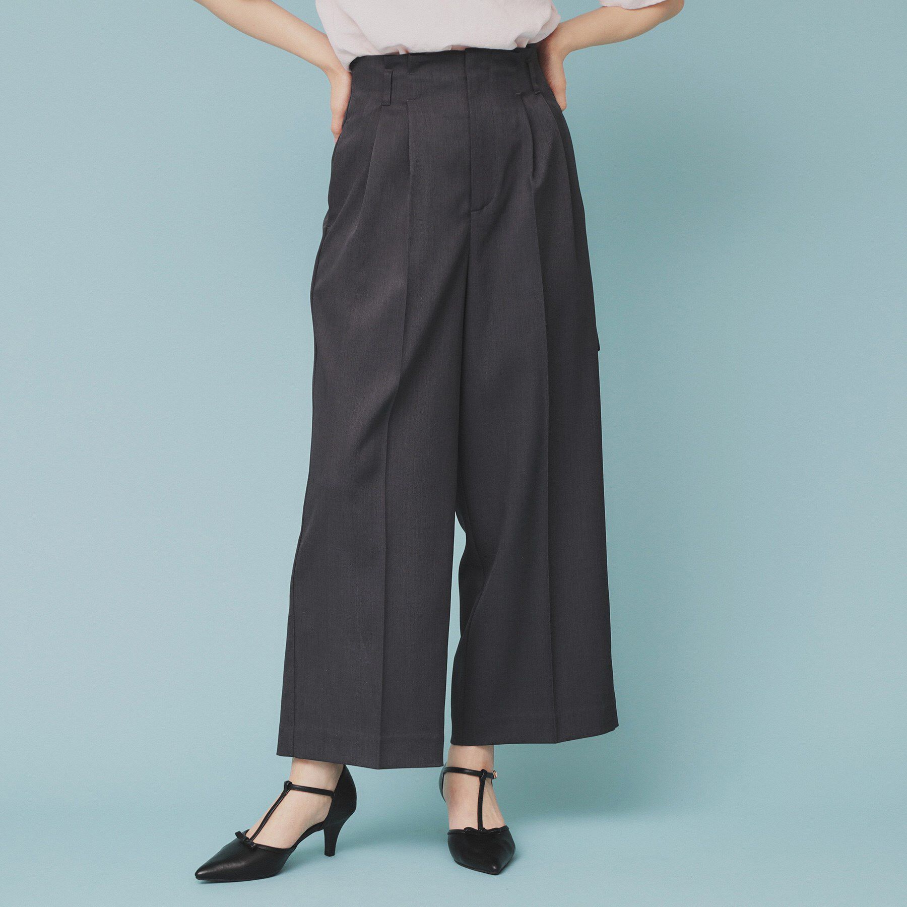 index「ベルト付ストレッチワイドパンツ【防シワ/イージーアイロン/洗濯機洗い可】」|その他|