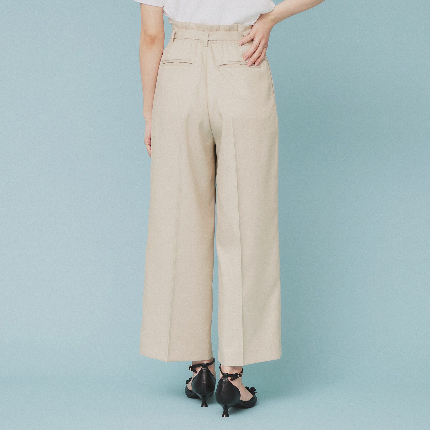 index「ベルト付ストレッチワイドパンツ【防シワ/イージーアイロン/洗濯機洗い可】」|その他|