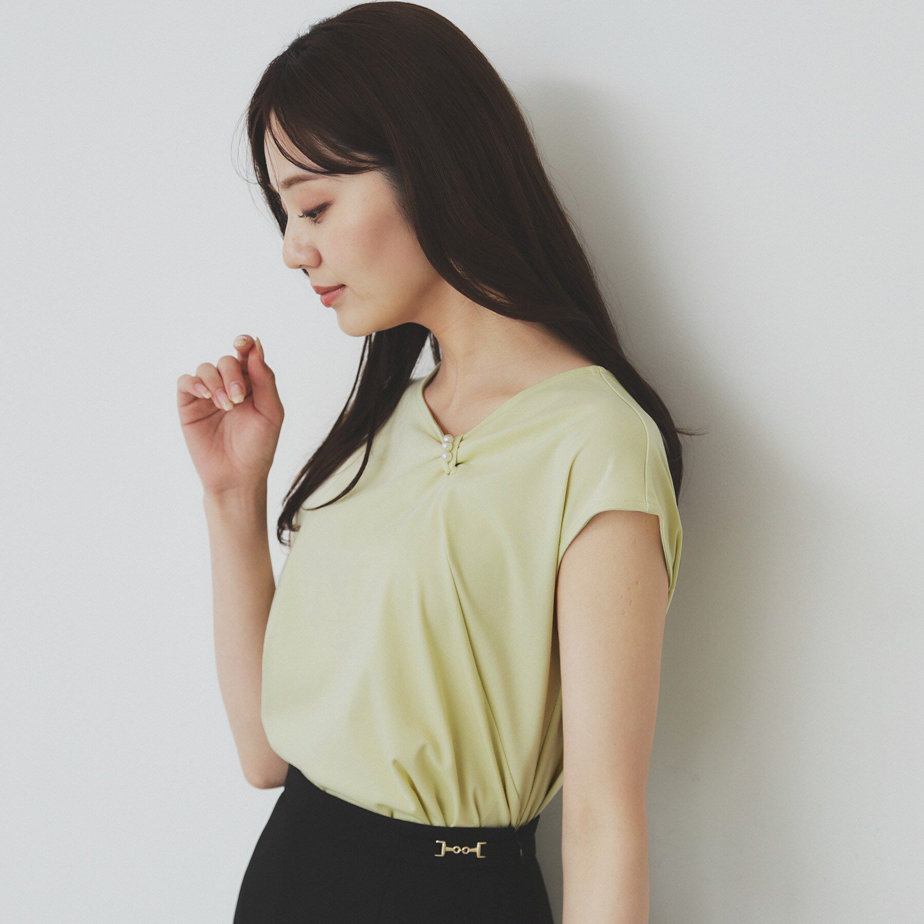 index「アシメリボンフレンチトップス【接触冷感/UVケア/洗濯機洗い可】」|Tシャツ・カットソー|