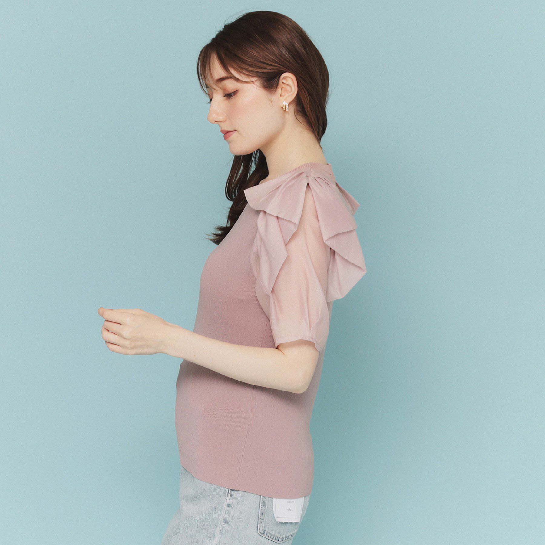 index「リボンスリーブドッキングニット【洗濯機洗い可/抗ピル】」|ニット・セーター|