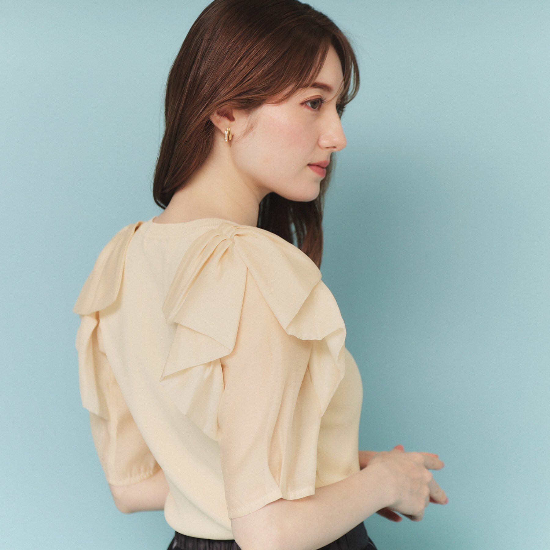 index「リボンスリーブドッキングニット【洗濯機洗い可/抗ピル】」|ニット・セーター|