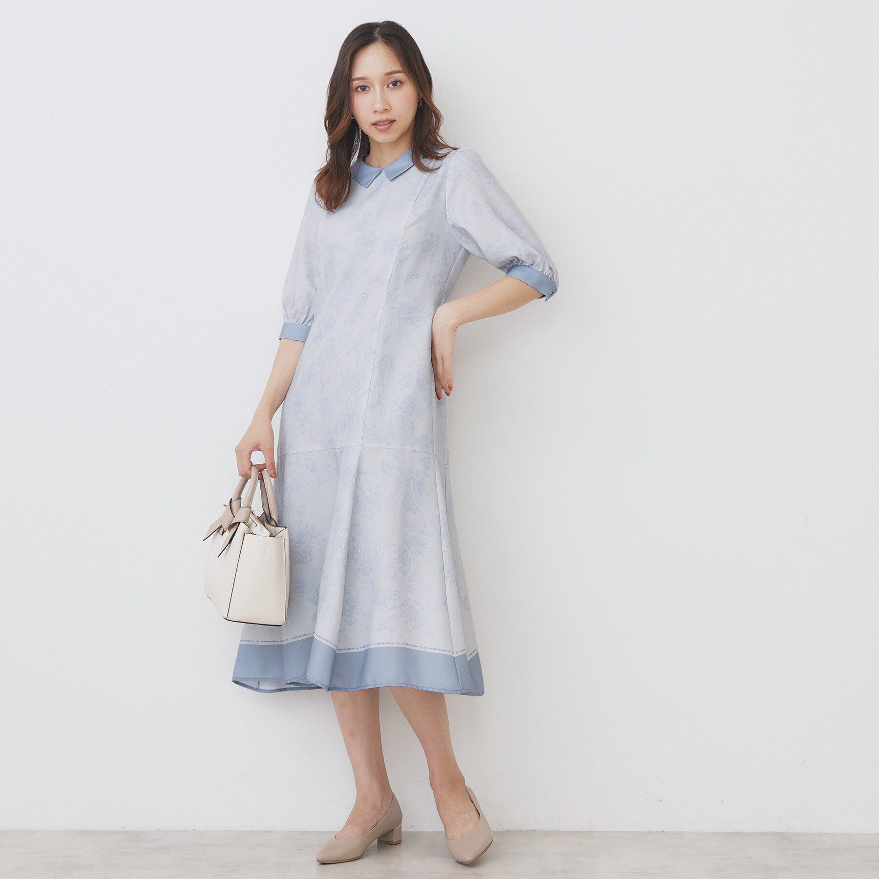 index「2WAY パネルフラワーバイカラーワンピース【洗濯機洗い可/イージーアイロン】」|ワンピース|