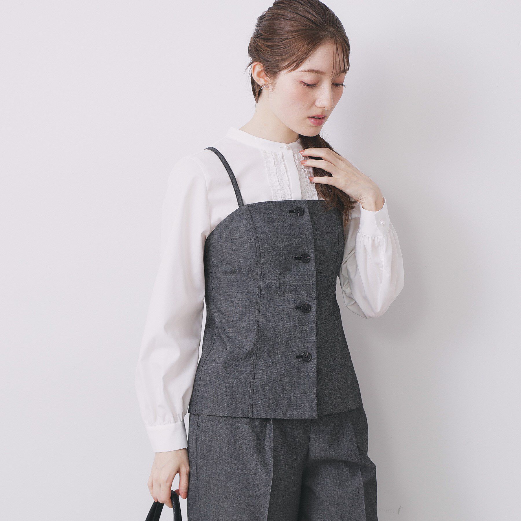 index「ウールライクストレッチキャミビスチェ/セットアップ対応【洗濯機OK】」|キャミソール|ブラック(019)