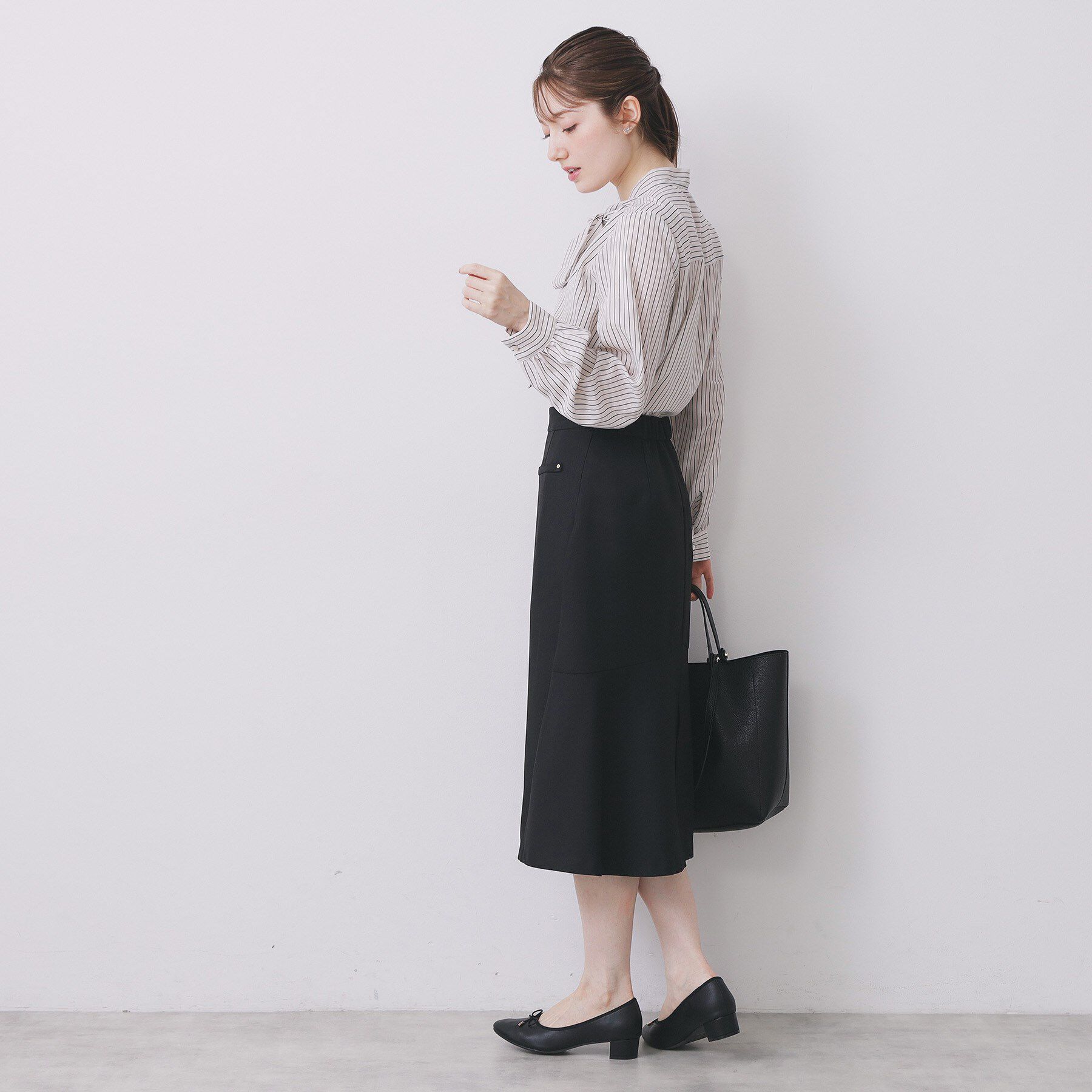 index「アシンメトリーレイヤードボウタイブラウス【洗濯機OK/イージーアイロン/防シワ】《XS～3L》」|シャツ・ブラウス|