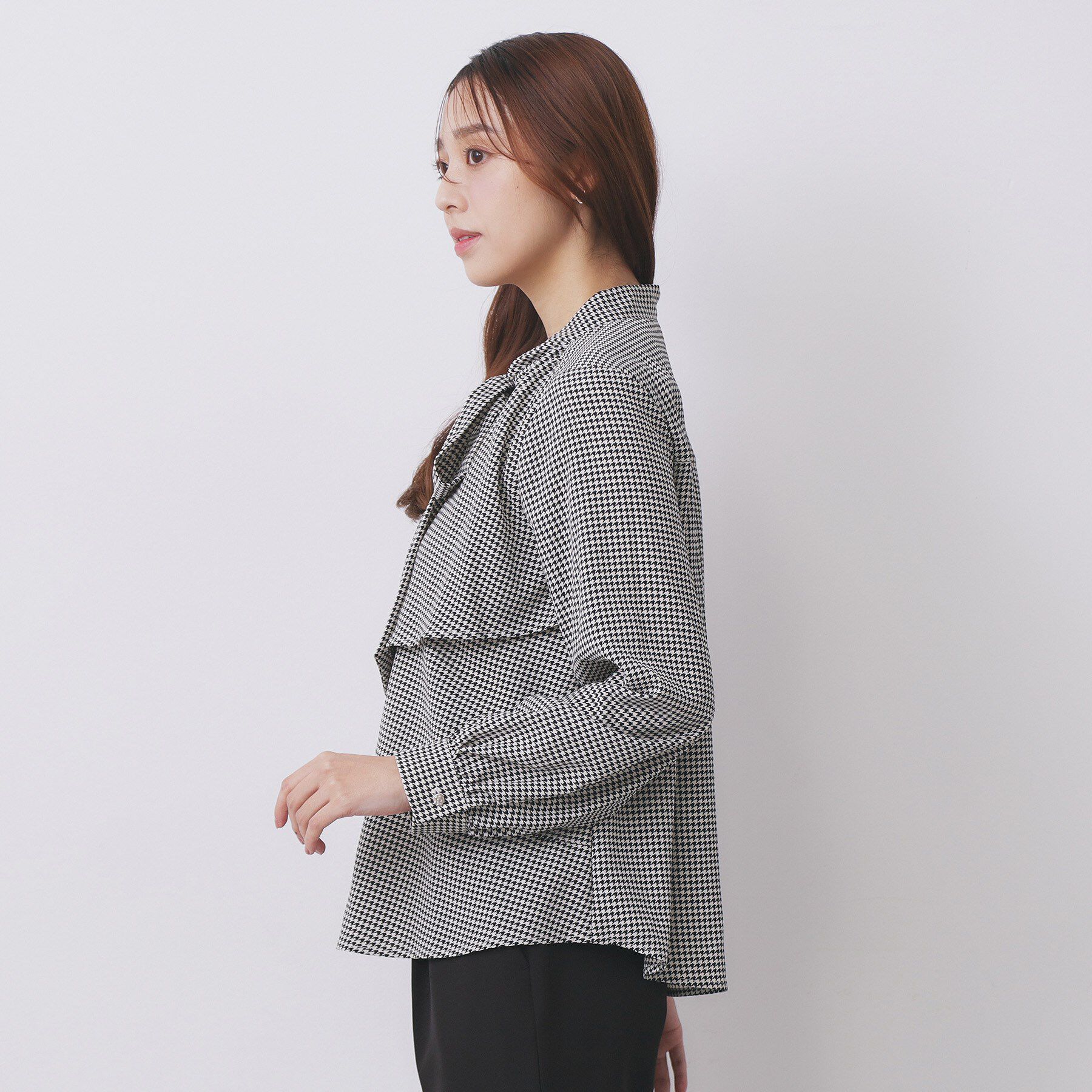 index「アシンメトリーレイヤードボウタイブラウス【洗濯機OK/イージーアイロン/防シワ】《XS～3L》」|シャツ・ブラウス|