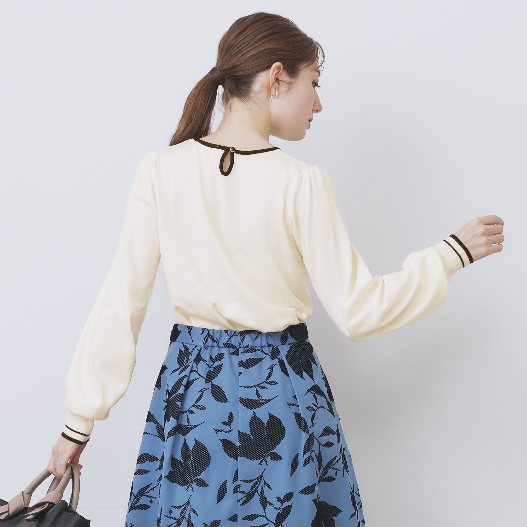 index「バイカラーパフスリーブニット【洗濯機OK】」|ニット・セーター|