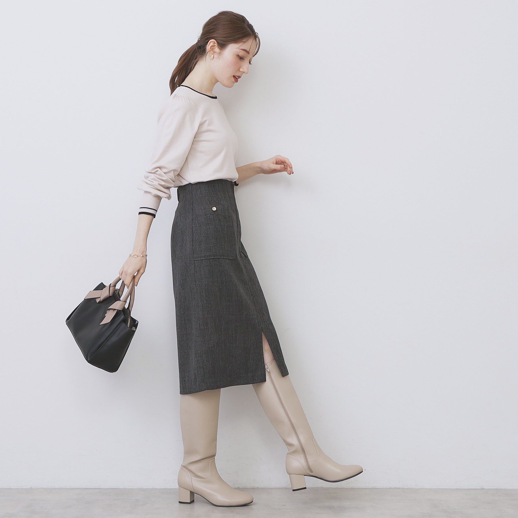 index「バイカラーパフスリーブニット【洗濯機OK】」|ニット・セーター|