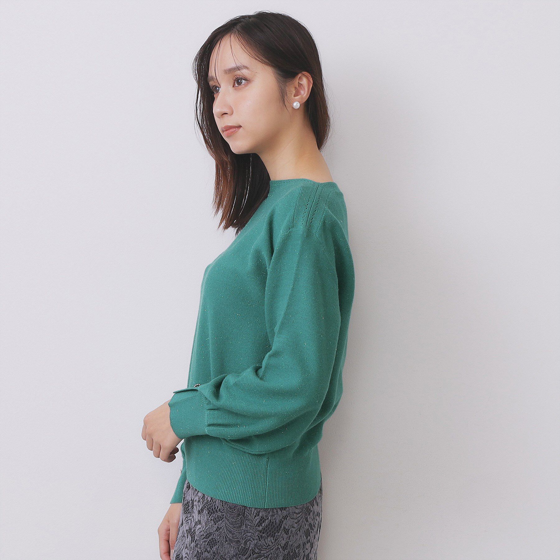 index「ラメガーター編みボートネックニット【洗濯機OK】《8col/XS～LL》」|ニット・セーター|