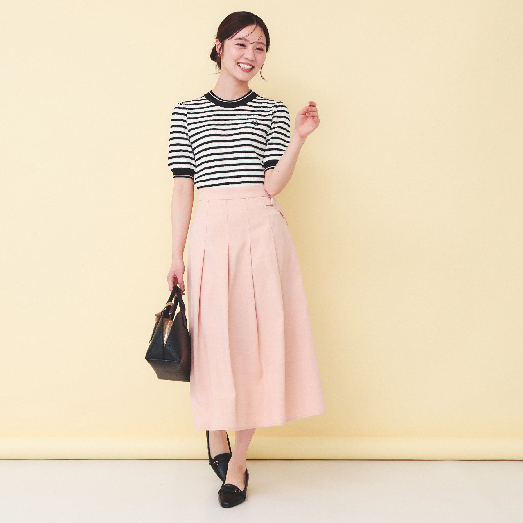 index「変わり編みボーダー半袖ニット【洗濯機OK/抗ピル】」|ニット・セーター|