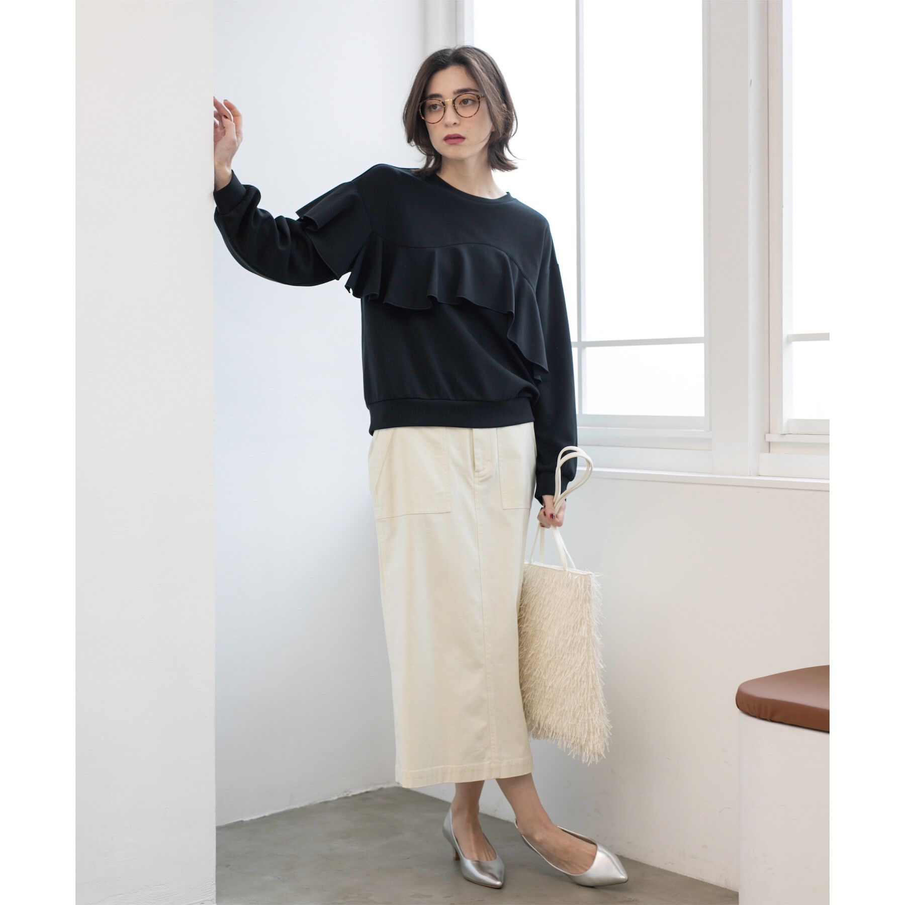 OPAQUE.CLIP「《S-LLsize》ストレッチベイカーナロースカート【洗濯機洗い可】」|スカート|