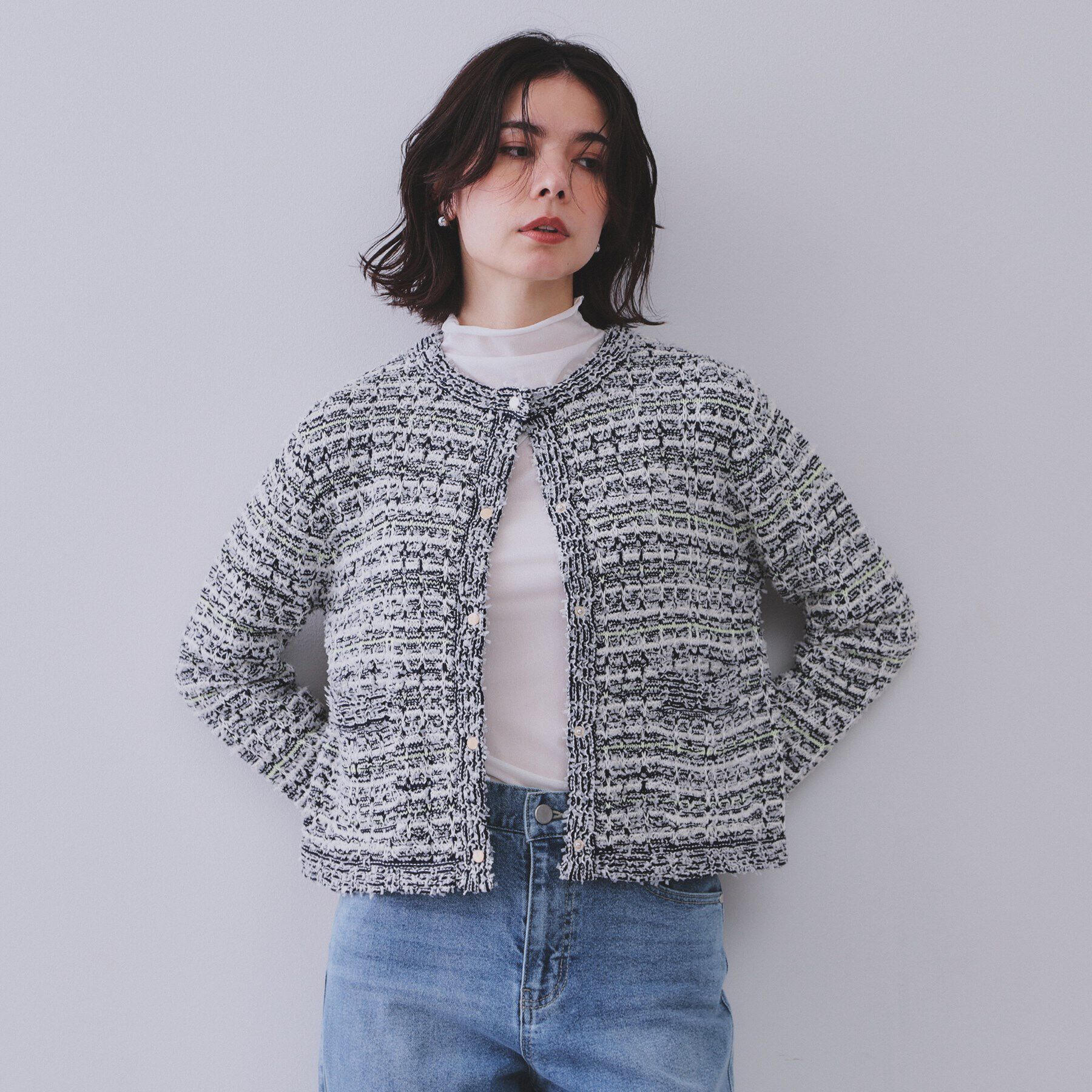 OPAQUE.CLIP「ファンシーMIXニットカーディガン【洗濯機洗い可】」|カーディガン|