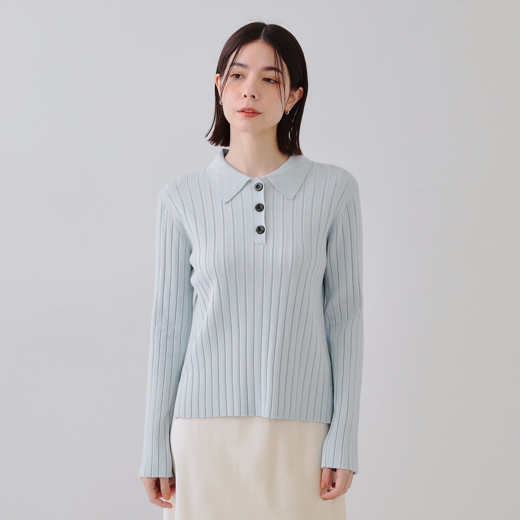 OPAQUE.CLIP「ワイドリブポロニット【洗濯機洗い可】」|ニット・セーター|