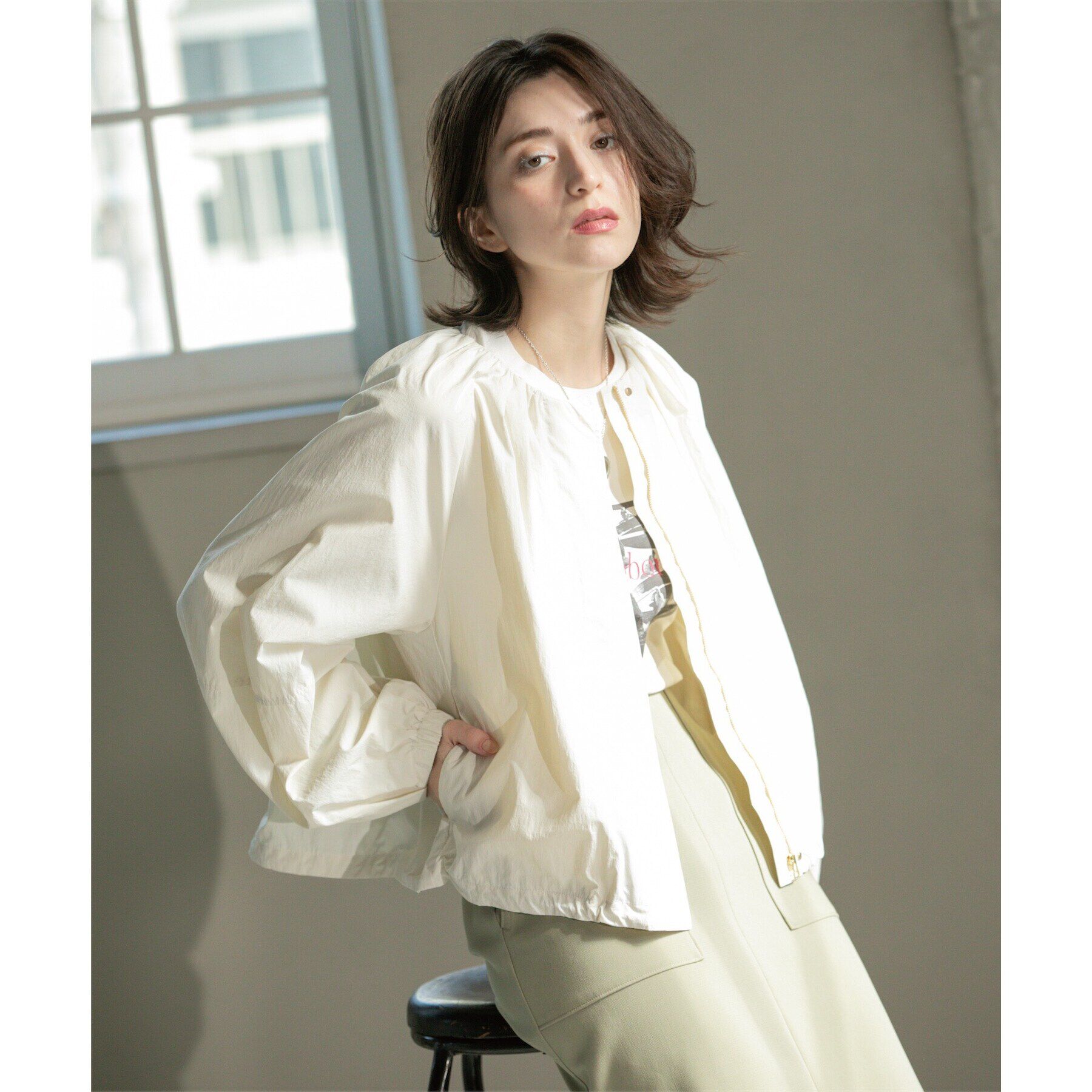 OPAQUE.CLIP「撥水ノーカーラーブルゾン【UV/洗濯機洗い可】」|ノーカラーコート|