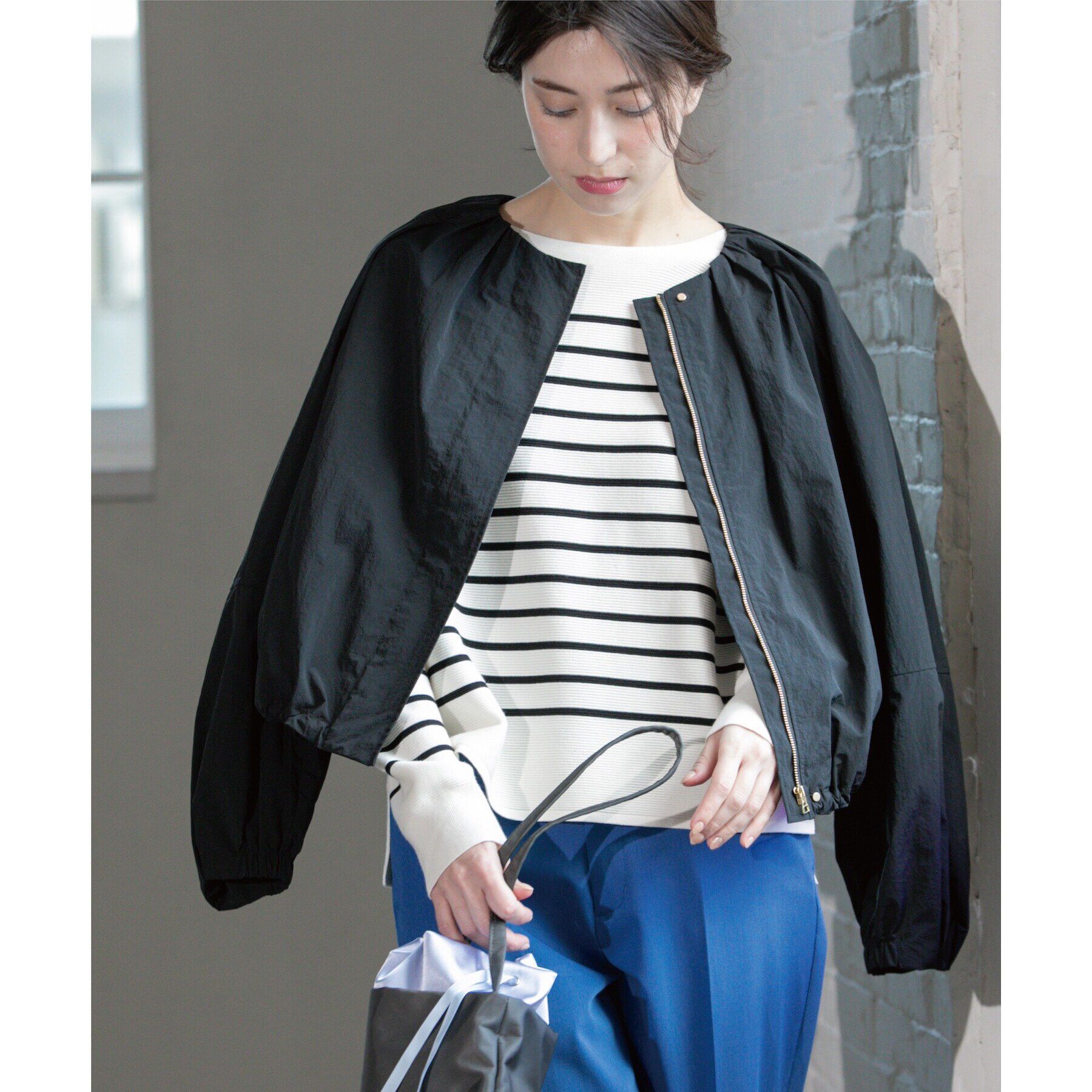 OPAQUE.CLIP「撥水ノーカーラーブルゾン【UV/洗濯機洗い可】」|ノーカラーコート|