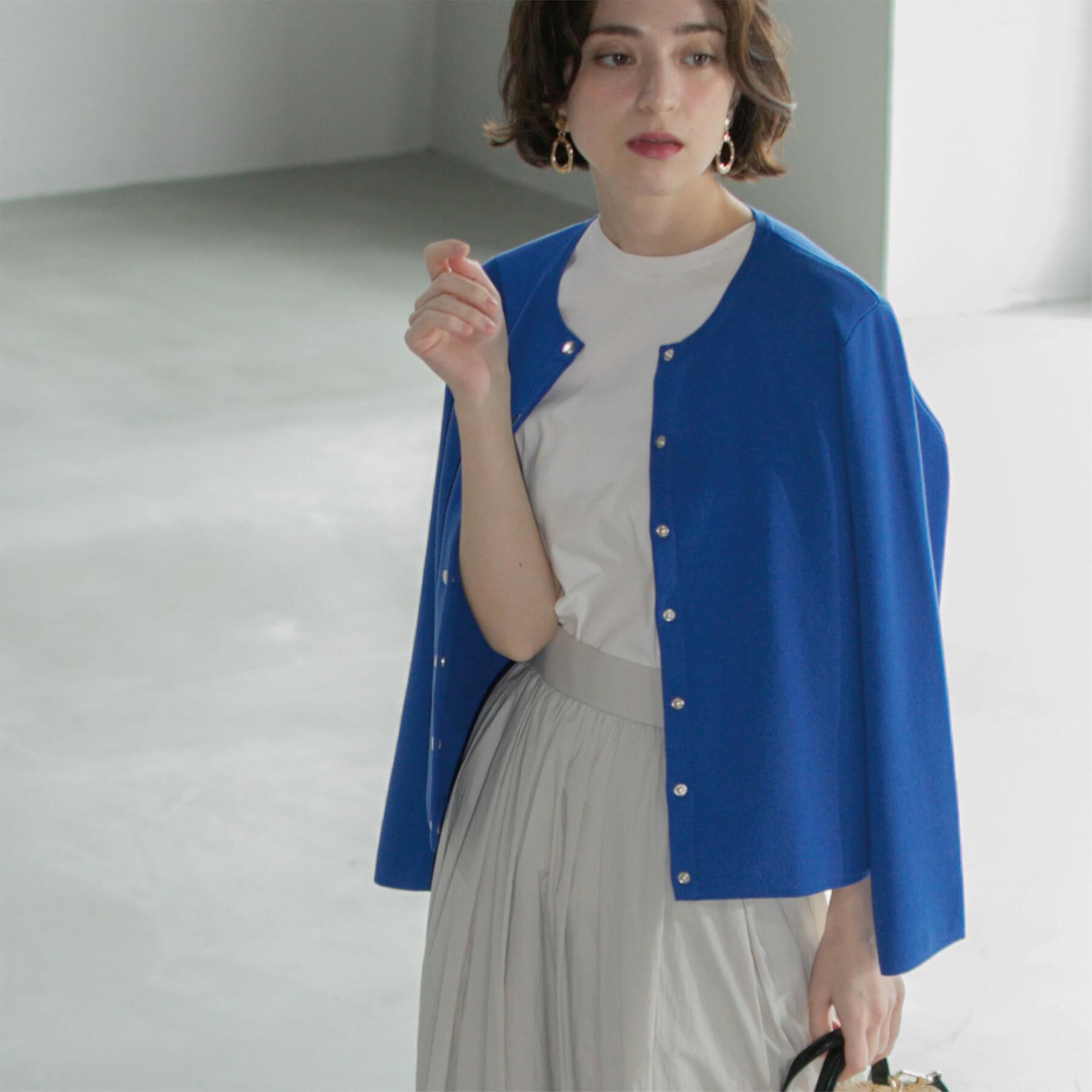 OPAQUE.CLIP「スナップボタンショートニットカーディガン【洗濯機洗い可】」|カーディガン|