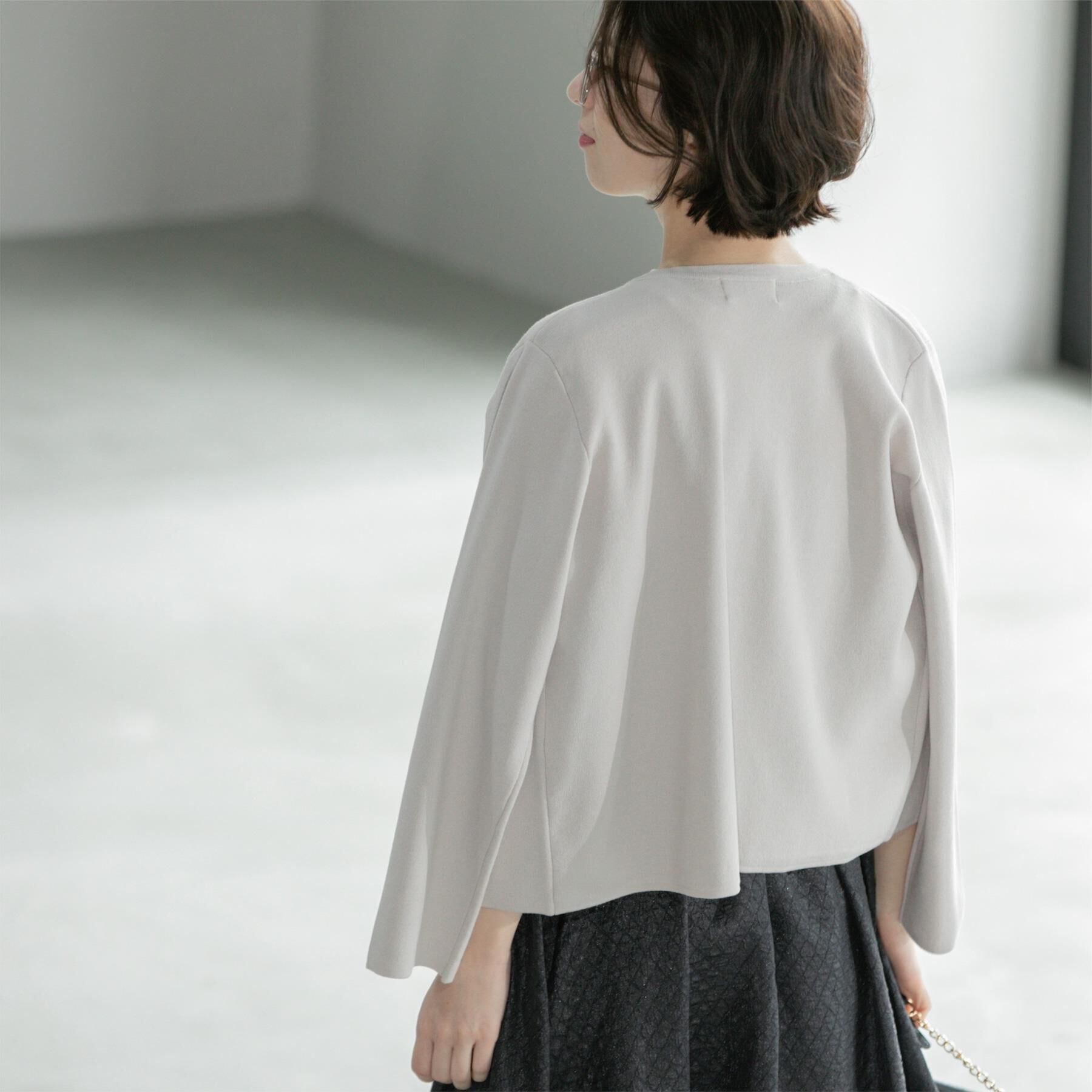 OPAQUE.CLIP「スナップボタンショートニットカーディガン【洗濯機洗い可】」|カーディガン|