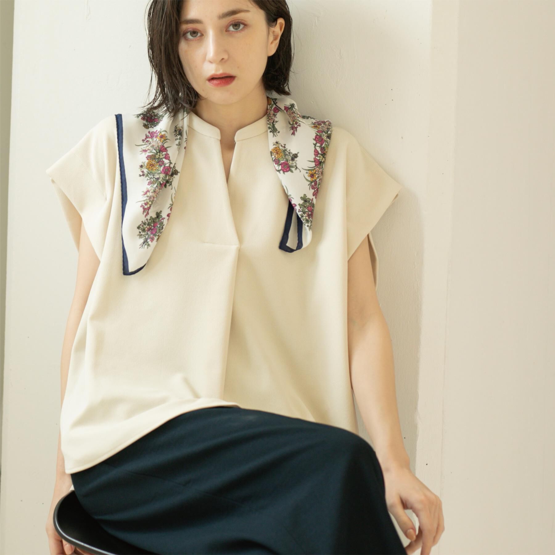 OPAQUE.CLIP「スキッパーフレンチスリーブトップス【UV/吸水速乾/洗濯機洗い可】」|Tシャツ・カットソー|