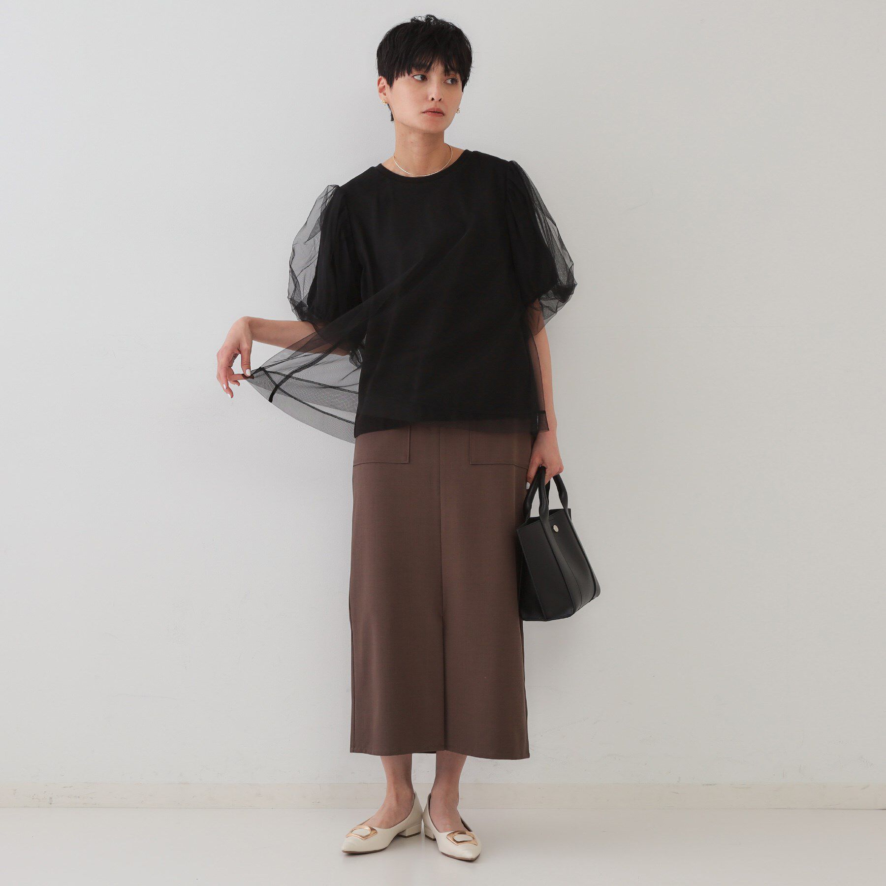 OPAQUE.CLIP「チュールレイヤードトップス【洗濯機洗い可】」|Tシャツ・カットソー|