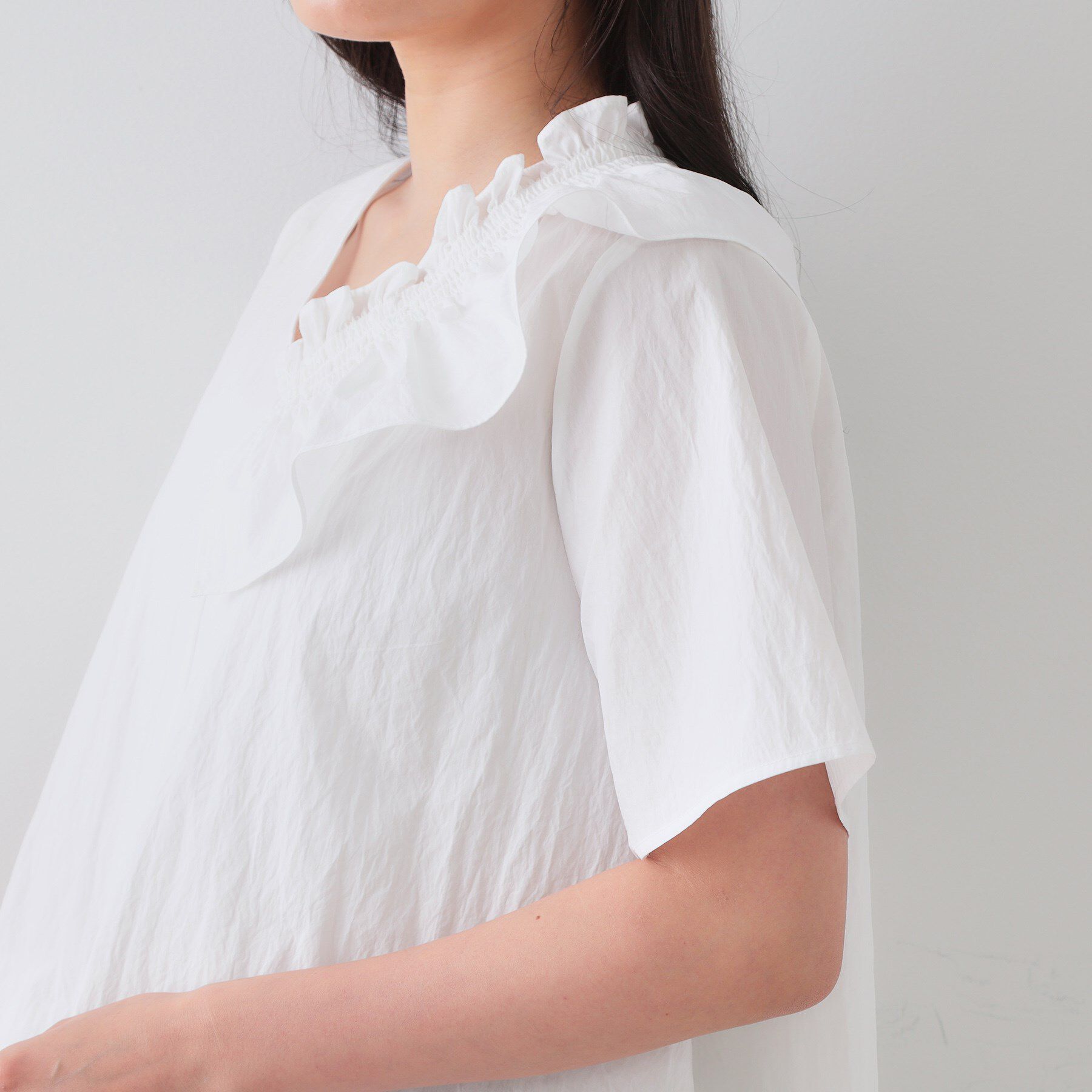 OPAQUE.CLIP「アシンメトリーフリルブラウス【洗濯機洗い可】」|シャツ・ブラウス|