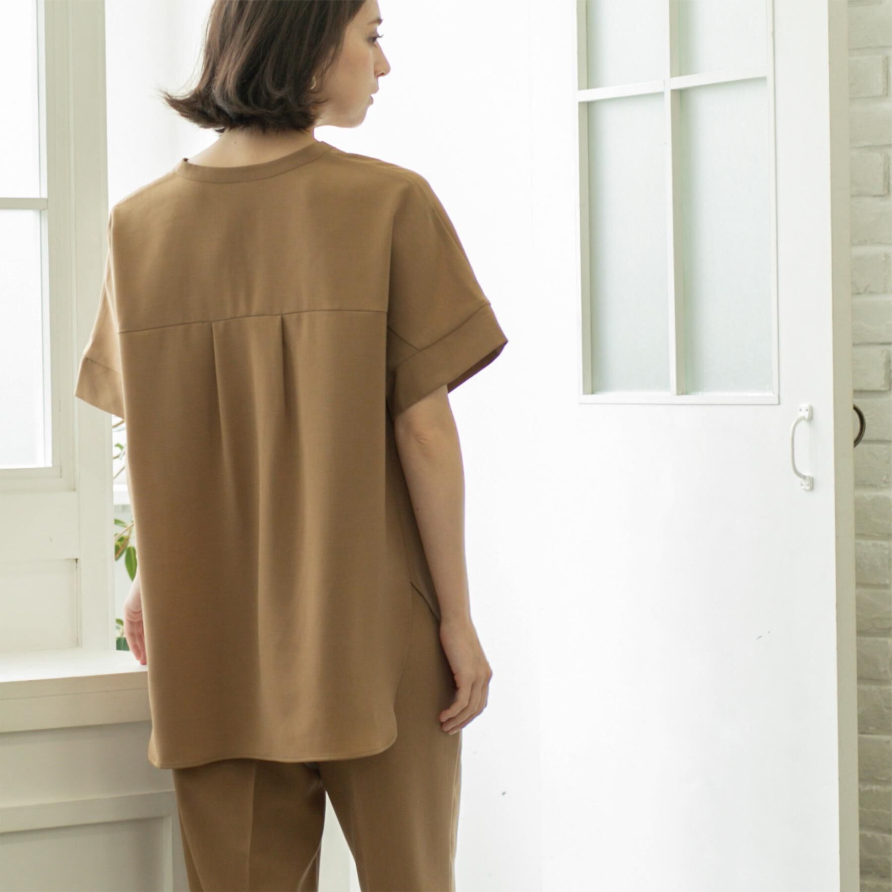 OPAQUE.CLIP「《5色展開/SS-LLサイズ》スキッパー金ボタンブラウス/セットアップ対応【防シワ/ストレッチ/洗濯」|シャツ・ブラウス|